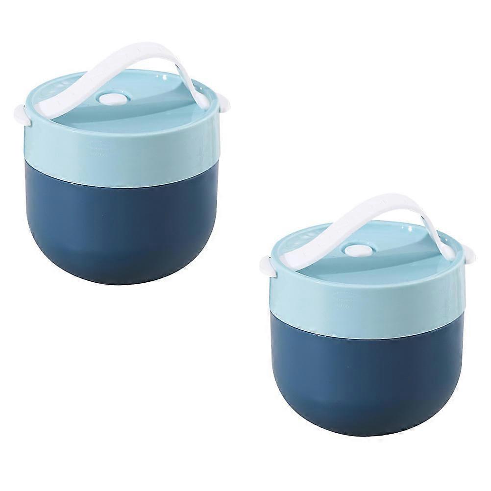 Portable Breakfast Cup Food Container Practical Design Milk Container Round Blue Heat Insulation 1 Set
