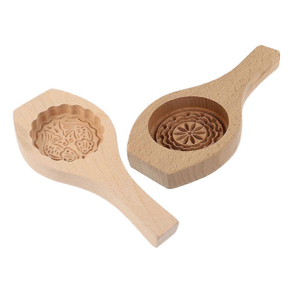 Creative Wooden Moon Cake Molds for Baking 4Pcs Kitchen Household Tools