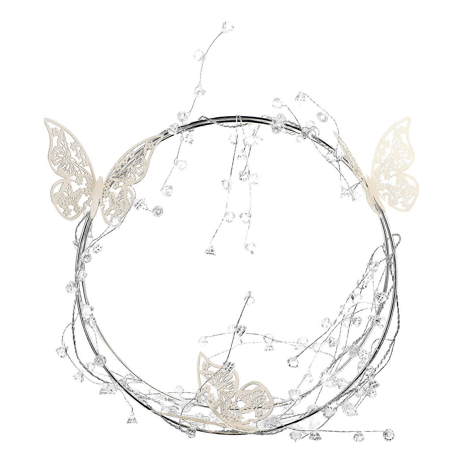 Cake Decor Iron Big Ring Rhinestone for Decoration 2Sets Silver