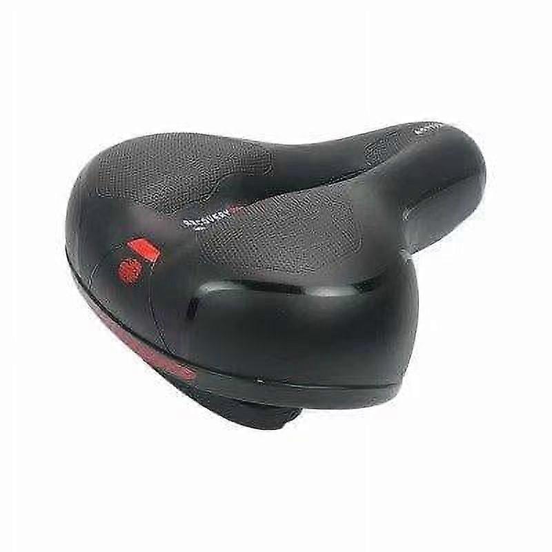 Slow Rebound Memory Foam Bicycle Saddle, Hollow Ergonomic Wide Touring Seat, Waterproof & Breathable MTB Saddle for Men Women - Black + Red