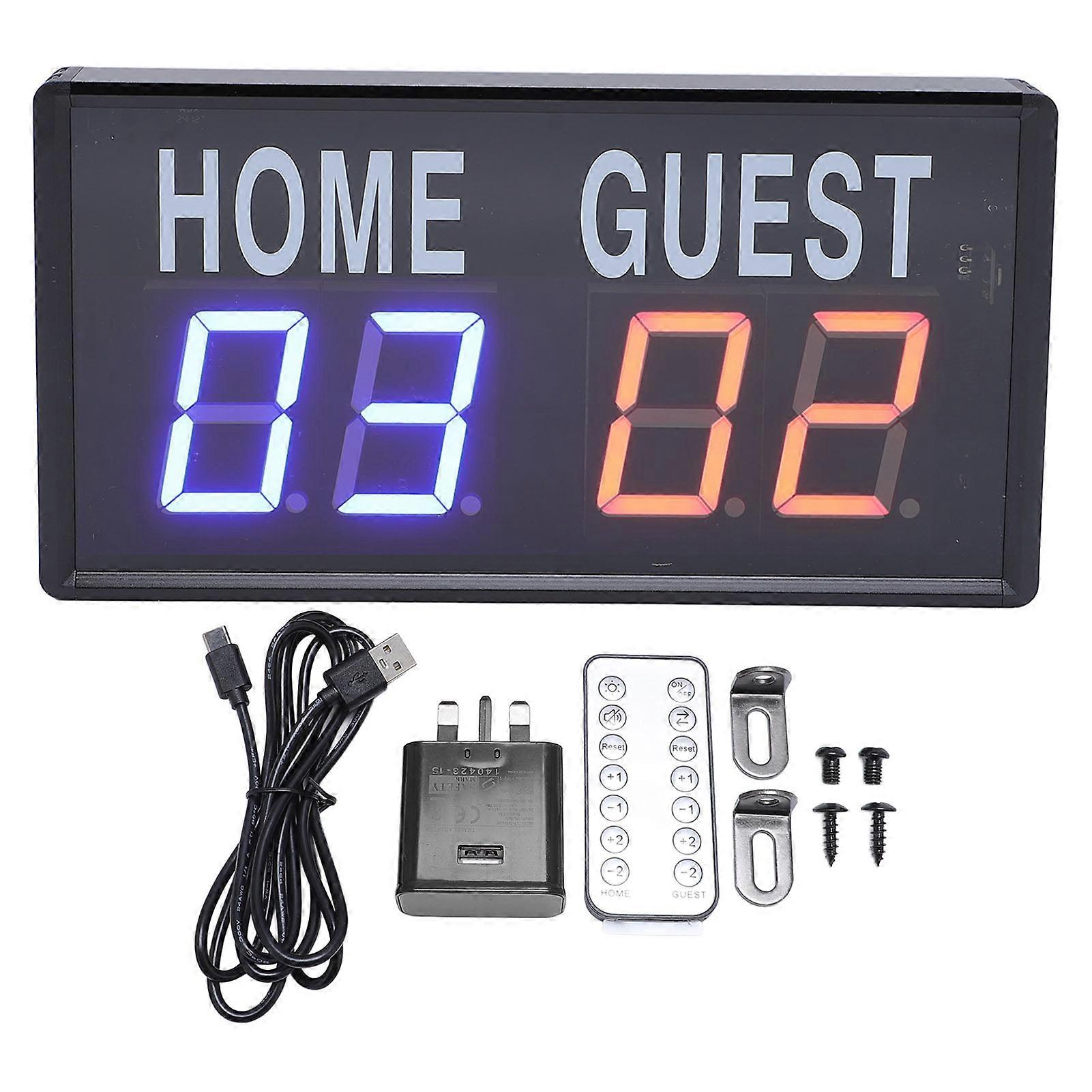 Electronic Basketball Scoreboard with Remote Control USB Power Supply LED Portable Score Keeper for Volleyball Badminton Game