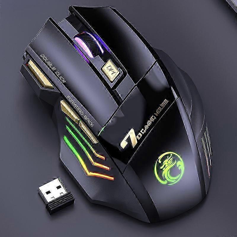 iMICE GW-X7 Renkli RGB Işıklı 7 Düğmeli Sessiz Şarj Edilebilir Kablosuz Oyun Faresi GW-X7 2.4G