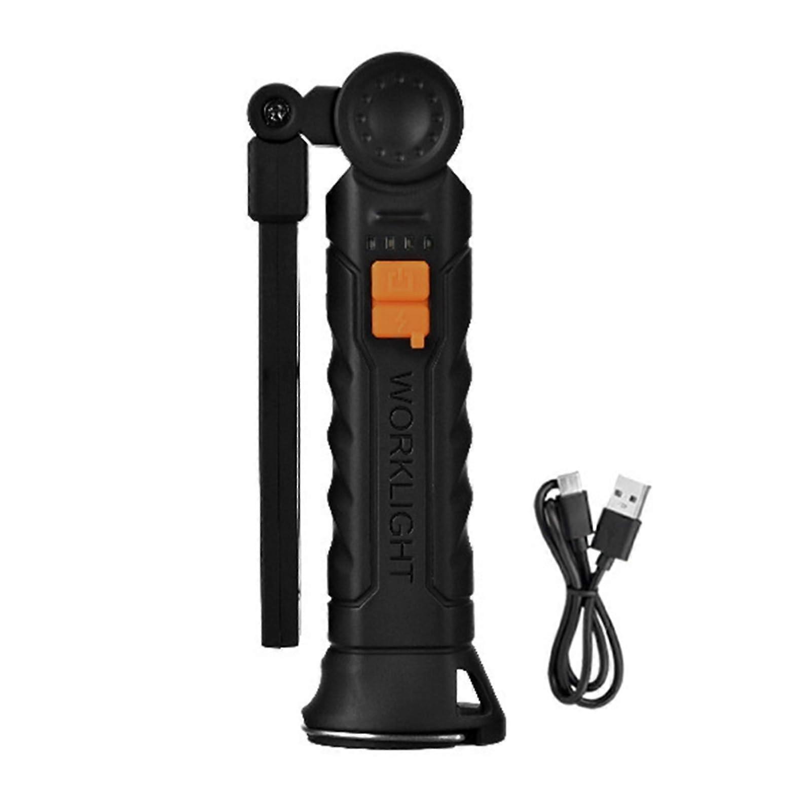 Handheld LED Work Light USB Rechargeable Battery Portable Black Size Large For Outdoor Activities Emergency Lighting
