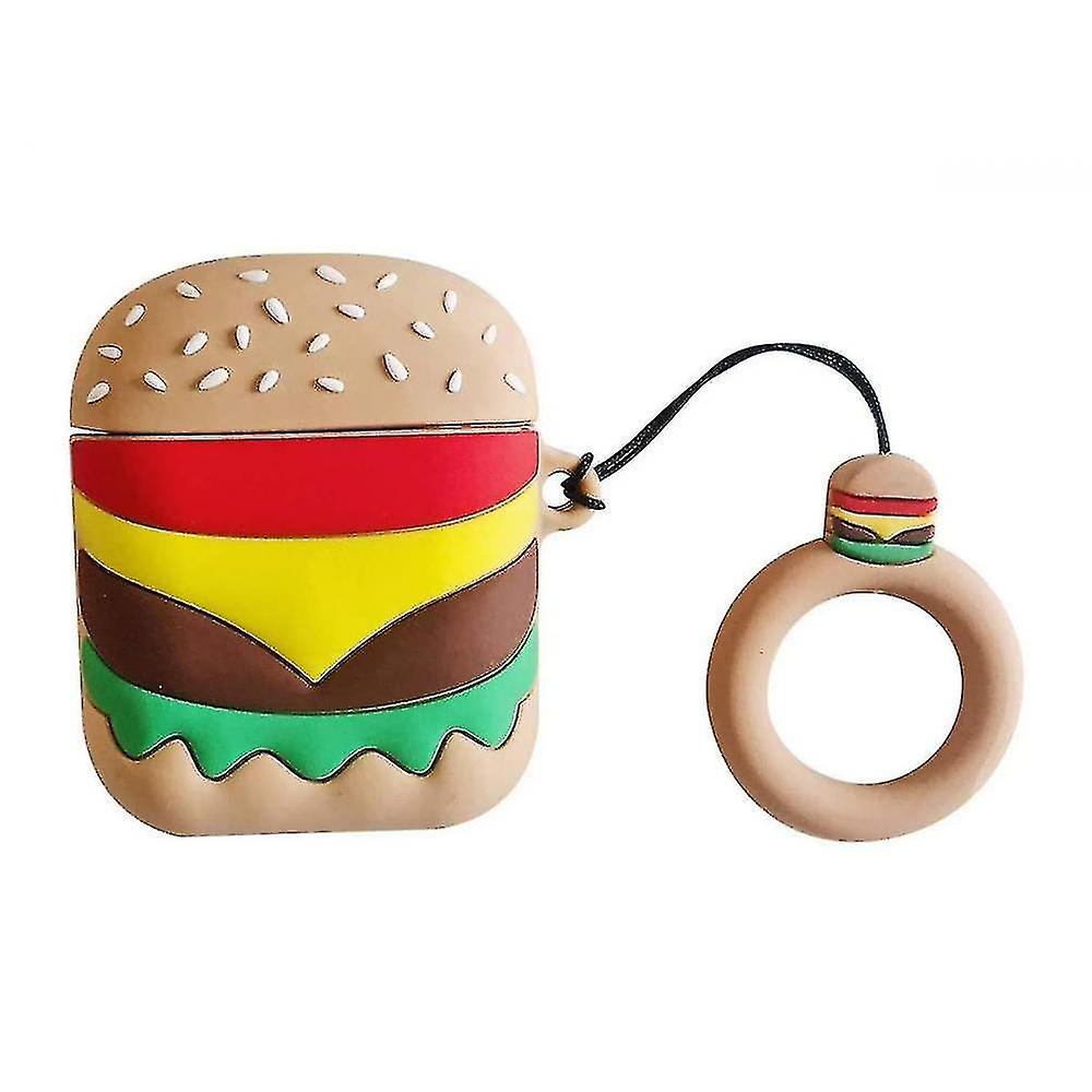 Bicycle Headsets Cute Burger Airpods Cover 3d Cartoon Mini Bag With Finger Loop