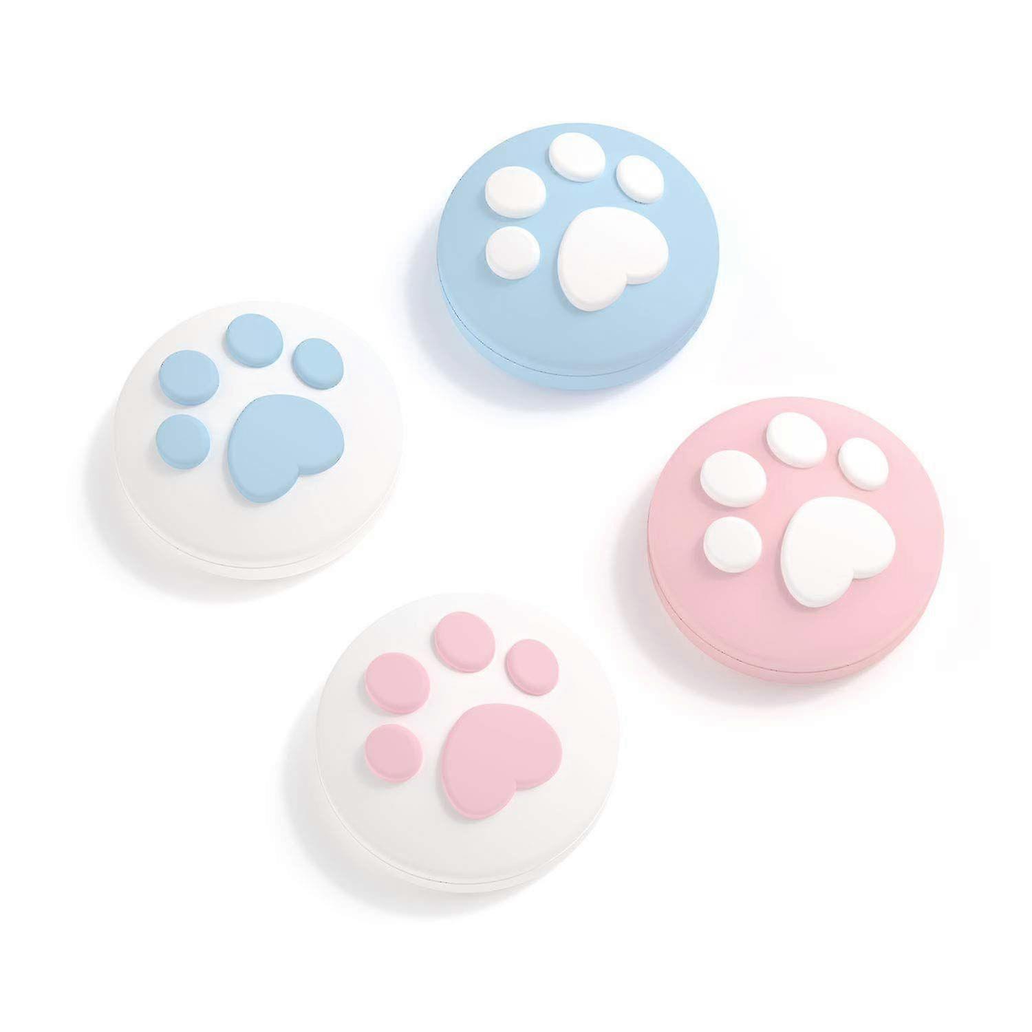 25-26 4PCS Silicone Cat Paw JoyCon Thumb Grip Set Joystick Caps Compatible with Switch / OLED / Switch Lite (Pink Blue)