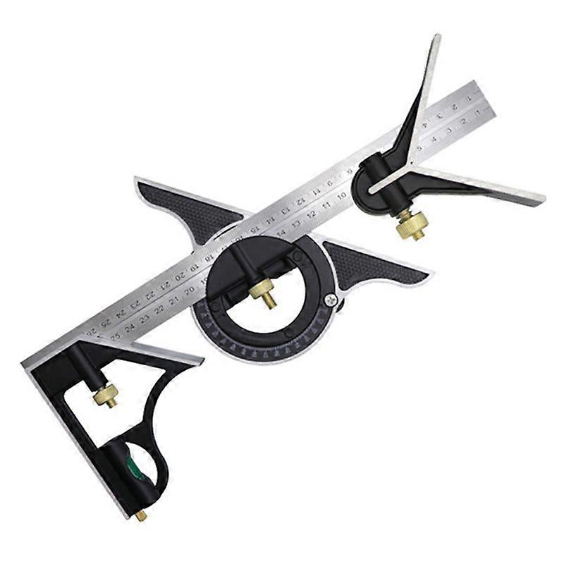 300Mm Stainless Steel Movable Combination Square Movable Square Carpenter 90 Degrees 45 Degrees Turn Square Square