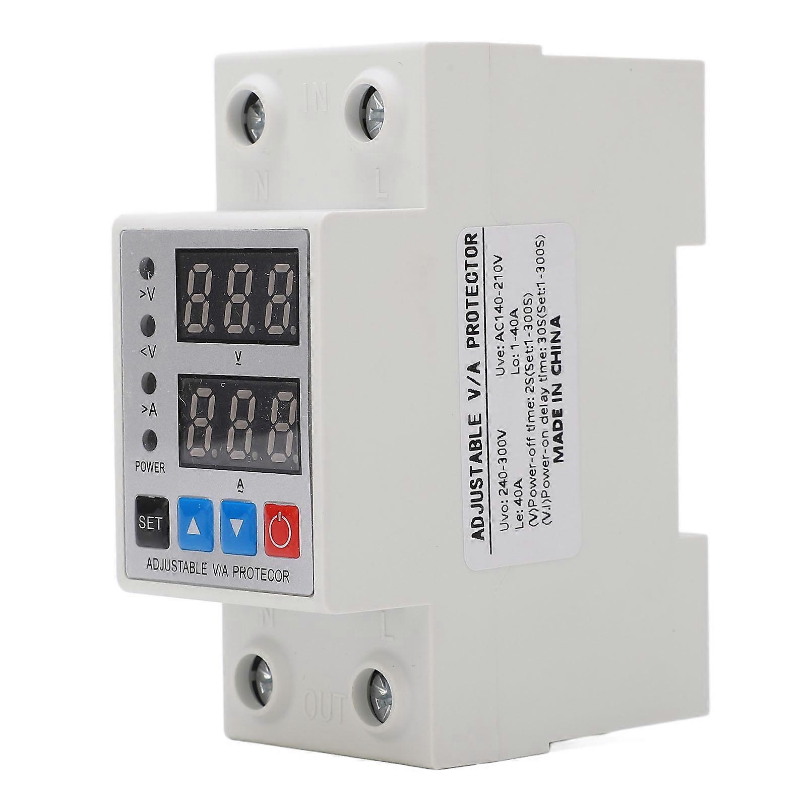 Over Under Voltage Protective Device Adjusting Dual Display Overcurrent Overload Arrester 40A 240V‑300V