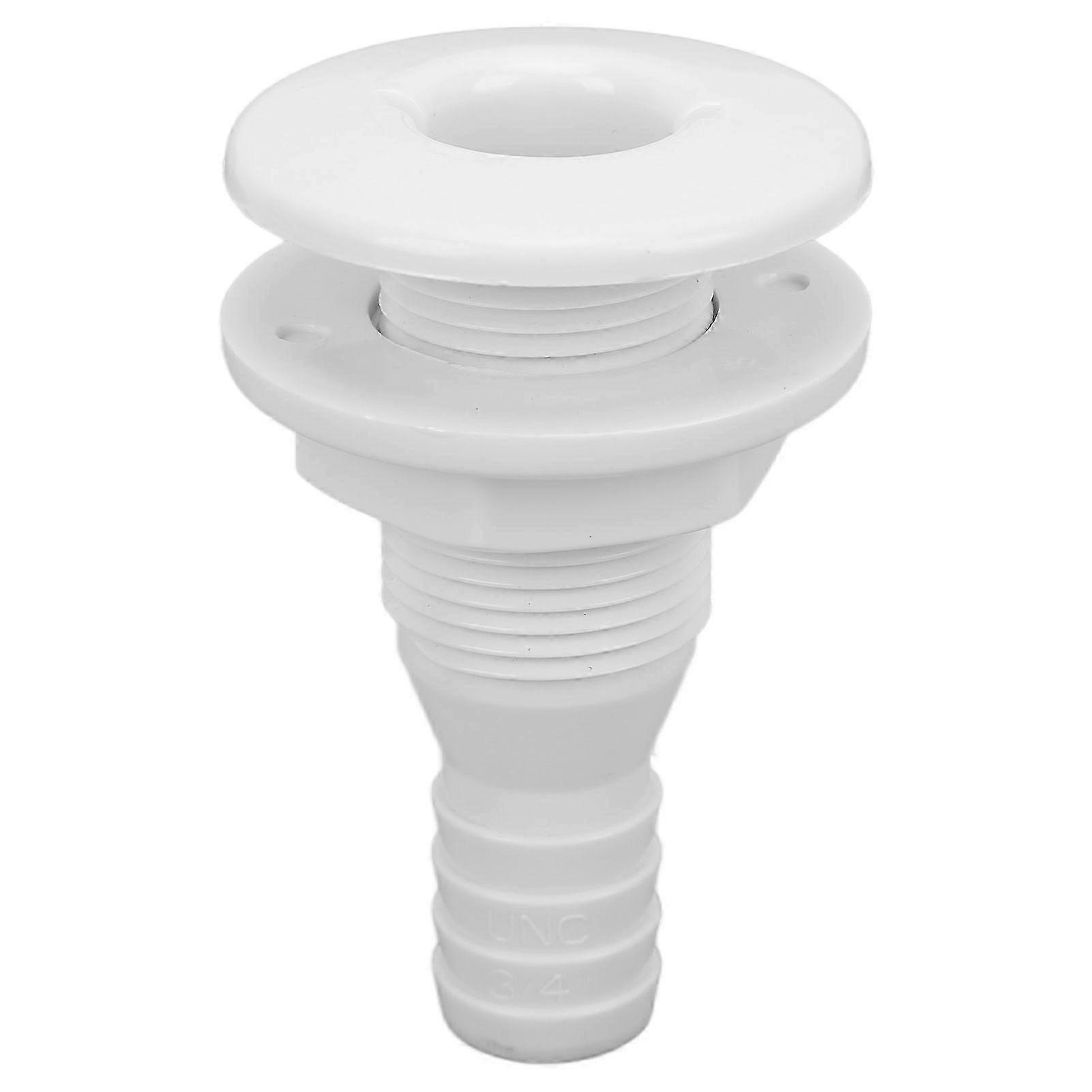 Boat Through Hull Connector 3/4in ABS Plastic Hose Coupling Drain Outlet AccessoryWhite