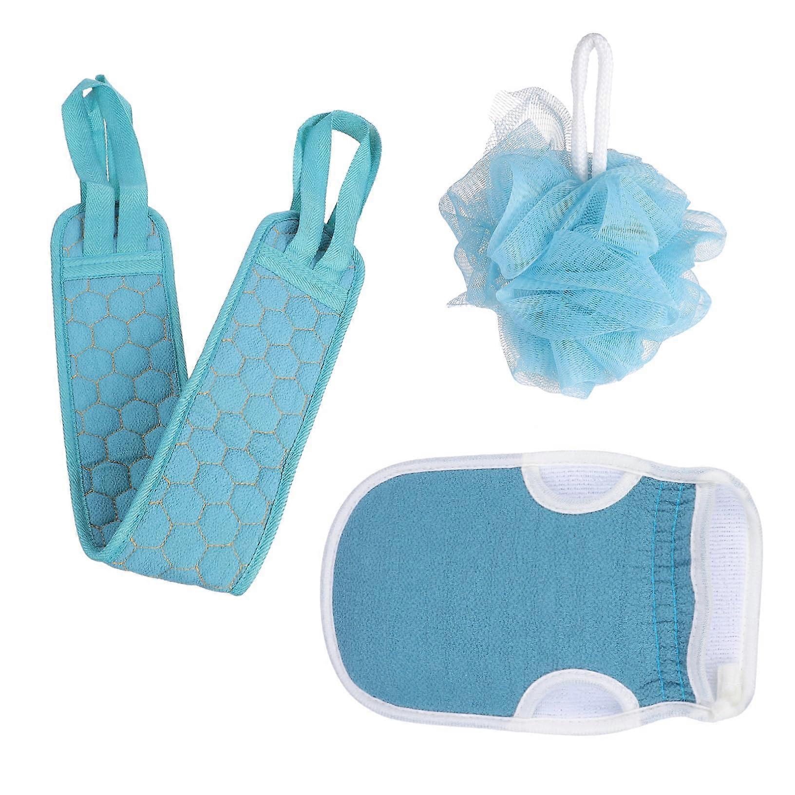 Back Shower Towel 3 Piece Thickened Set With Extended Straps For Deep Exfoliating Callus Removal Hanging Bath Cloths