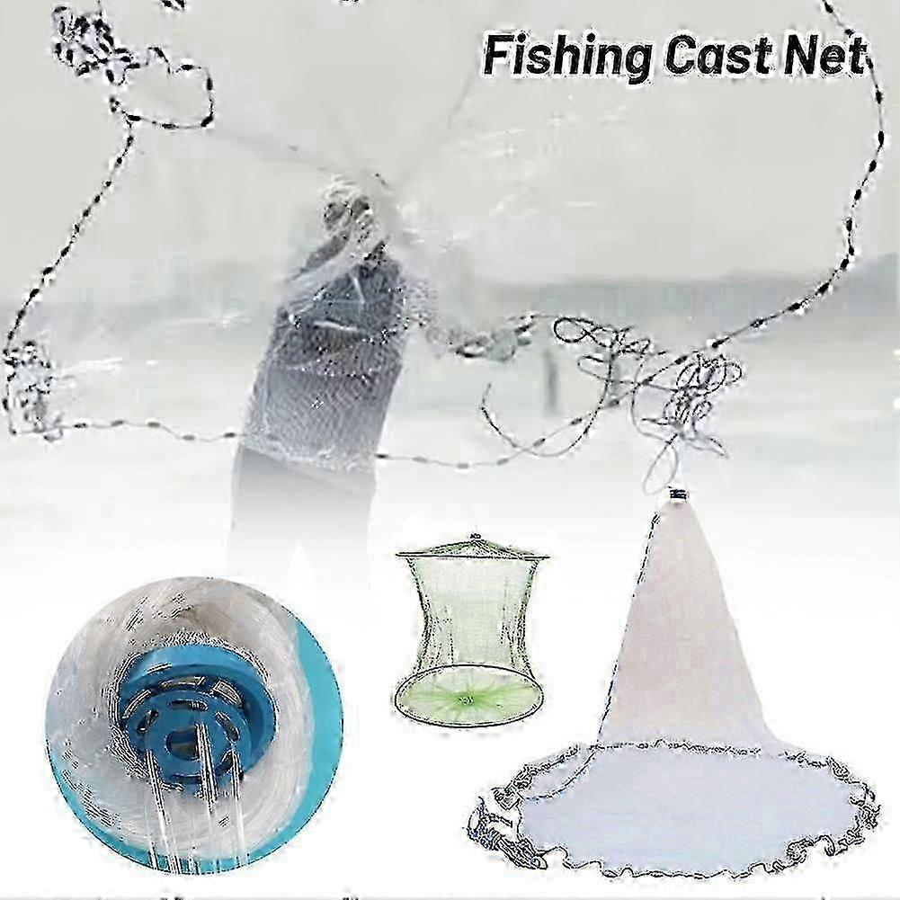Improved Fishing Cast Net with Enhanced Mesh and Sinker for Durable Bait Throwing Experience