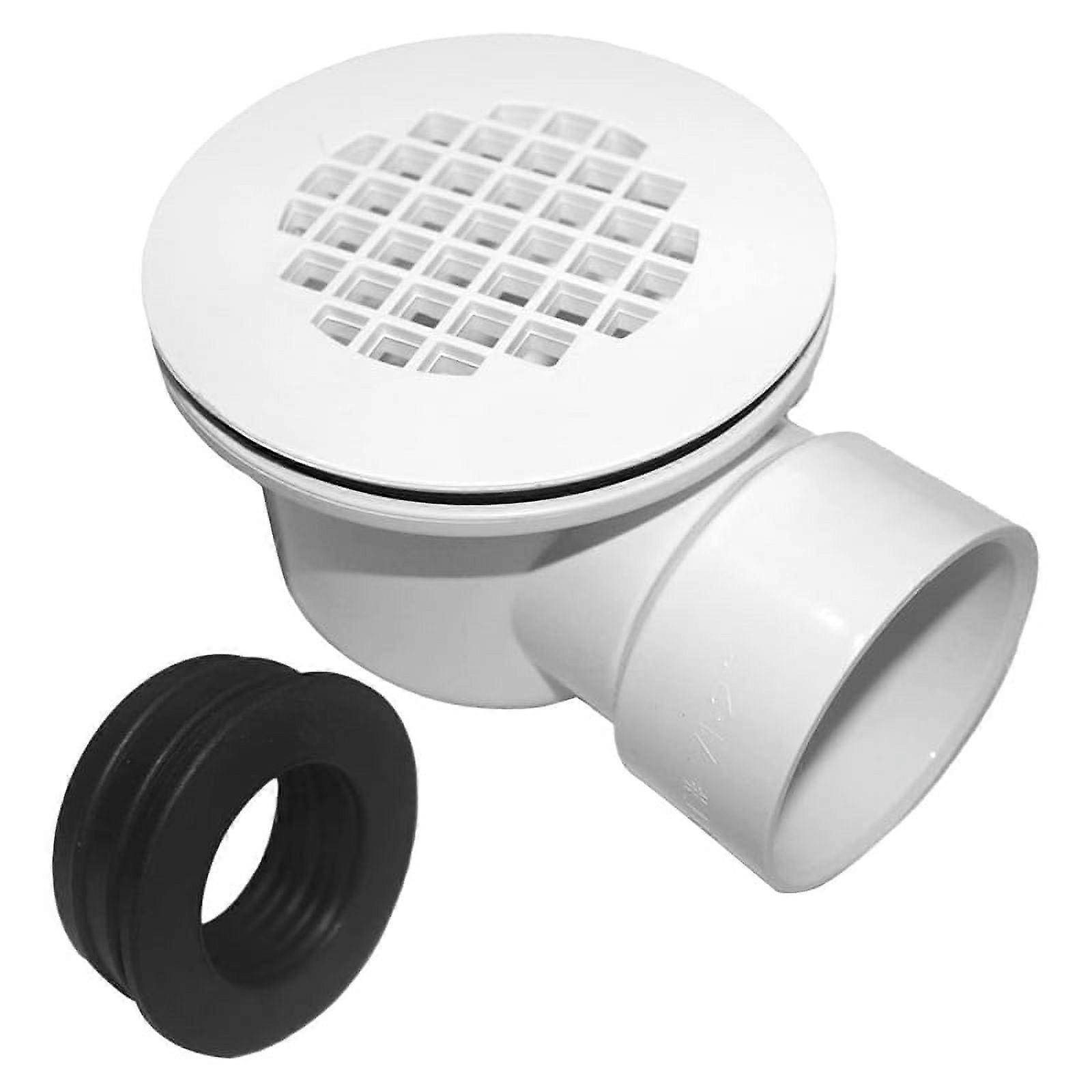 Low Profile Shower Base Drain with Perforated Strainer Side Outlet