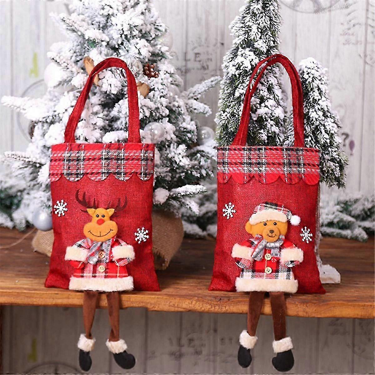4Pcs Candy Bags Christmas Decor,Christmas Santa- Gift Bag Xmas Ornaments Kids Christmas Party Suppl