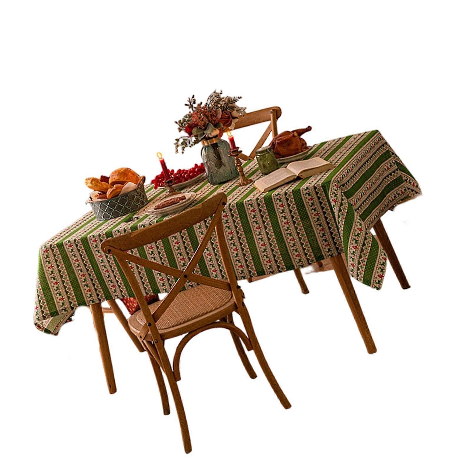 Christmas Pattern Tablecloth Fade Resistant Polyester Rectangular Table Cover for Holiday Seasonal Home Dning Decors Multicolor
