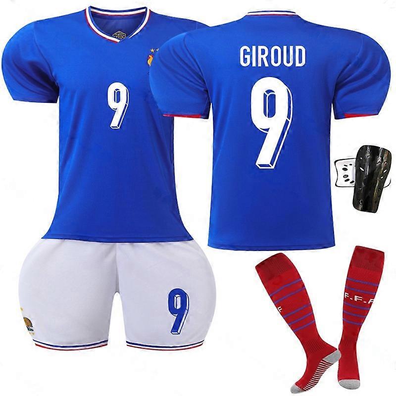 Aikuisten ja lasten jalkapallovaatteet - pelipaita - koko 9 sukilla + suojavarusteet