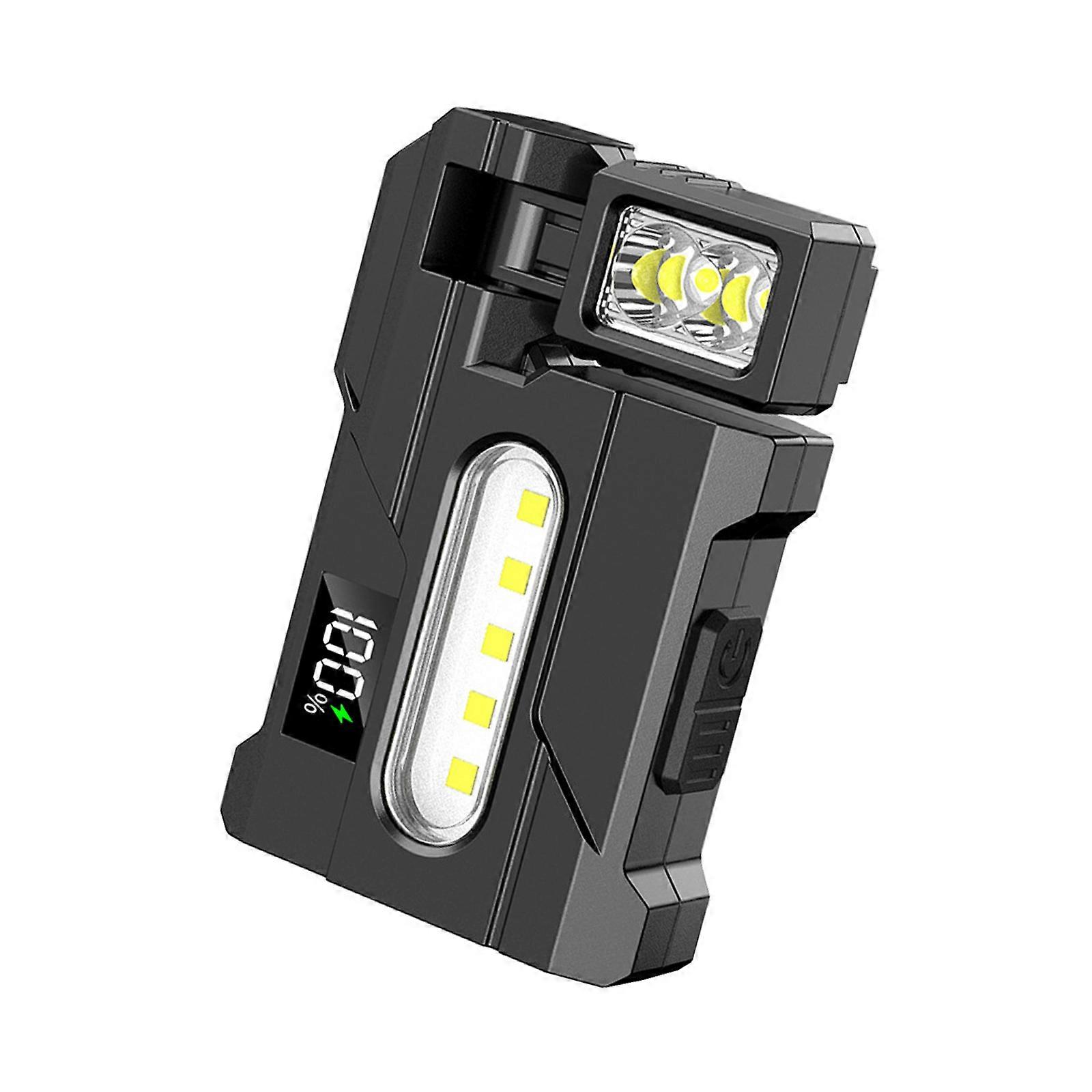 Magnetic Rechargeable Work Light Rotating Head Design Warning Signal LED Flashlight with Battery Display for Safety Use Multicolor