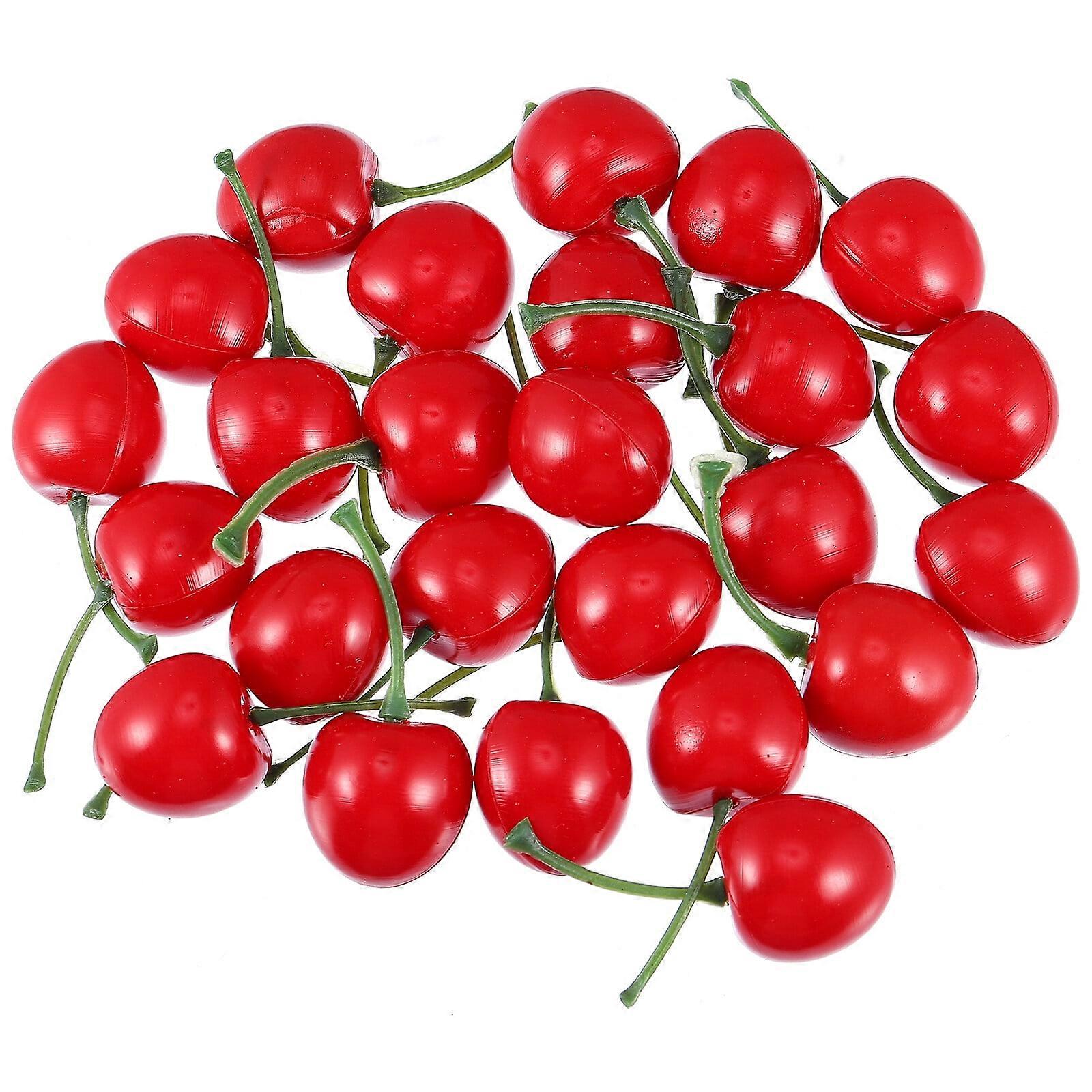 25 Pcs Simulation Red Cherries Props Exquisite Cherries Ornaments for Decor