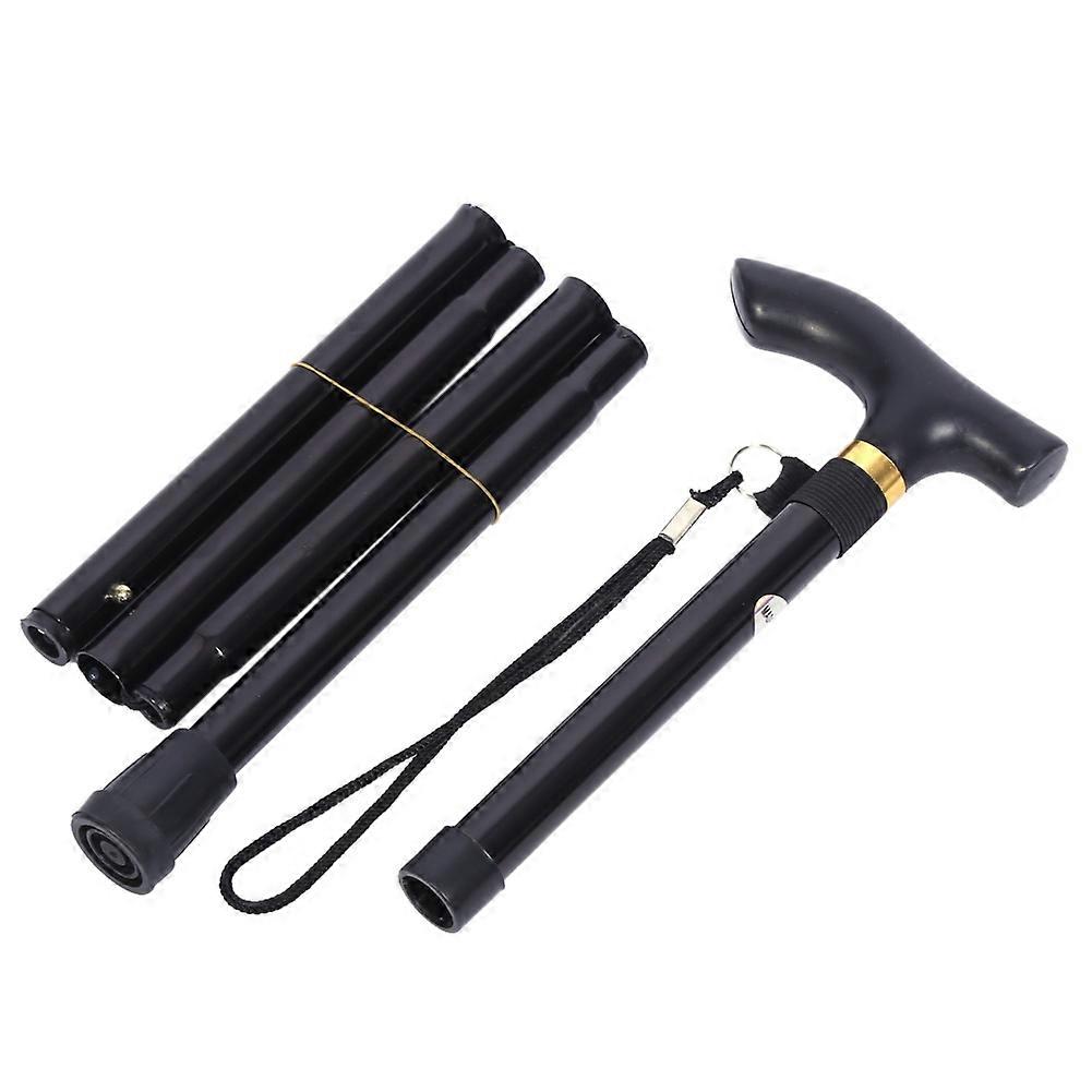Handle Folding Cane AntiShock Telescopic Walking Climbing Stick ( Black Without LED Light)