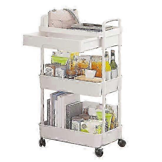 Rolling Utility Cart Storage Rack with 360-Degree Swivel Wheels Multi-Tier Shelves Design Easy Assembly Multifunctional Storage Trolley