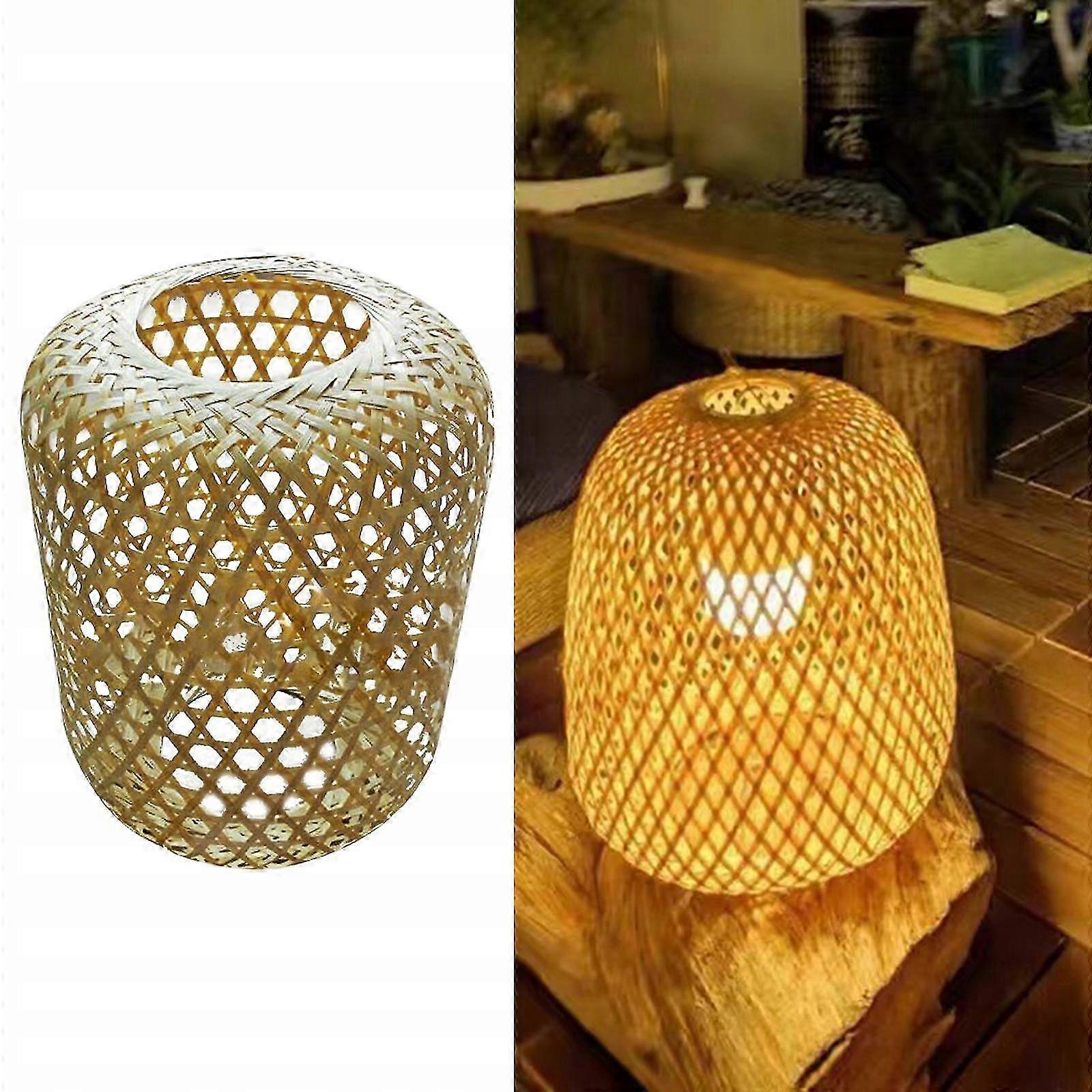 Rustic Woven Bamboo Lamp Shade Ceiling Light Fixture Hanging Pendant Light