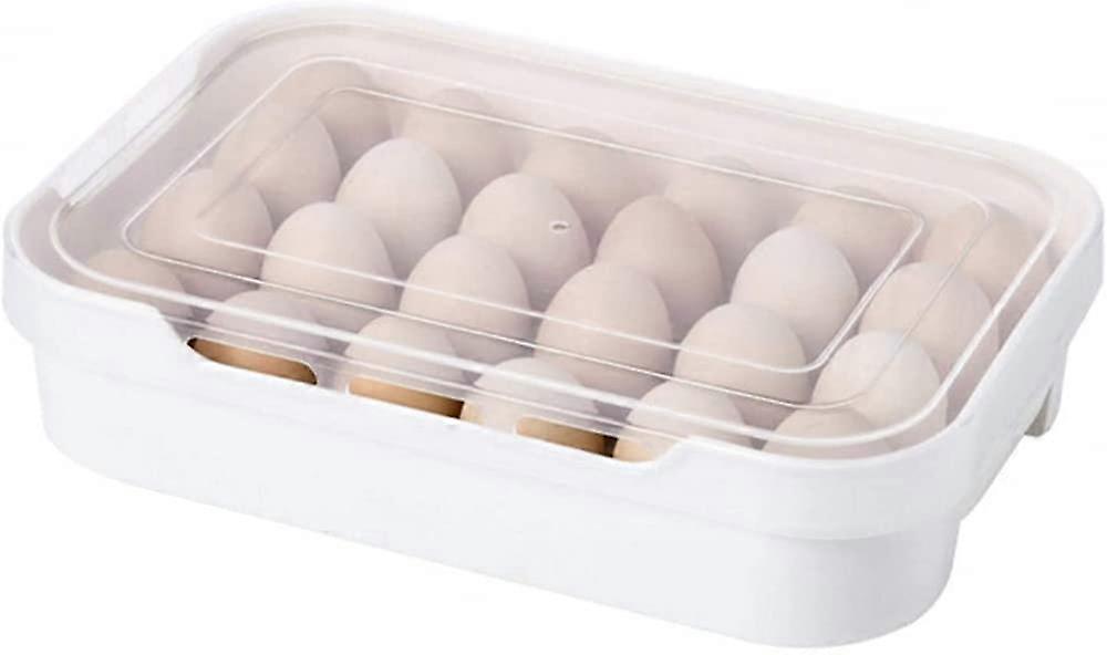 Plastic Fridge Egg Box 24 Eggs Capacity Transparent Egg Storage Box With Lid Fridge Organizer