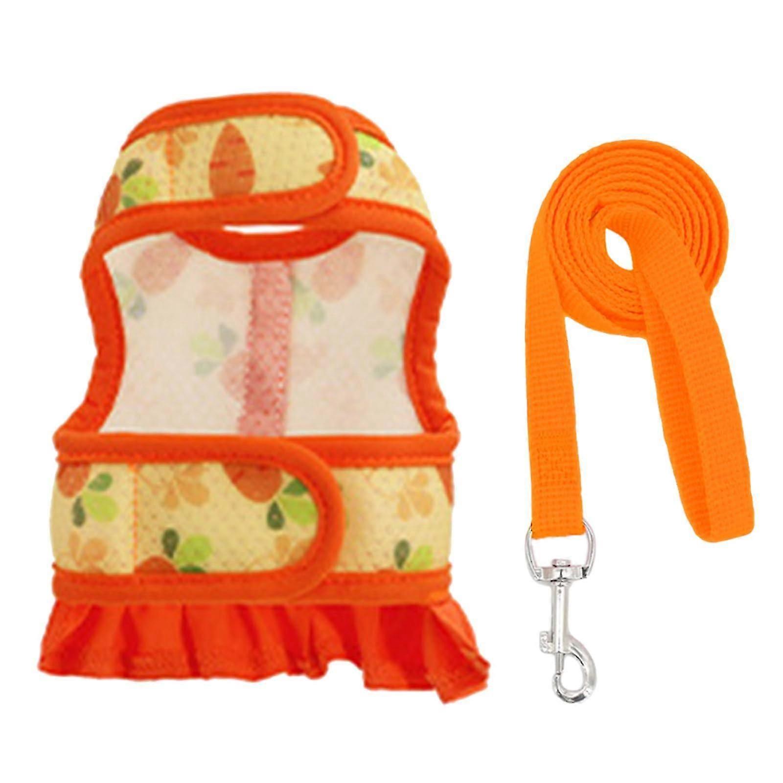 Rabbits Harness And Leash Small Animal Dress Carrot Pattern Adjustable Size S Leash Set