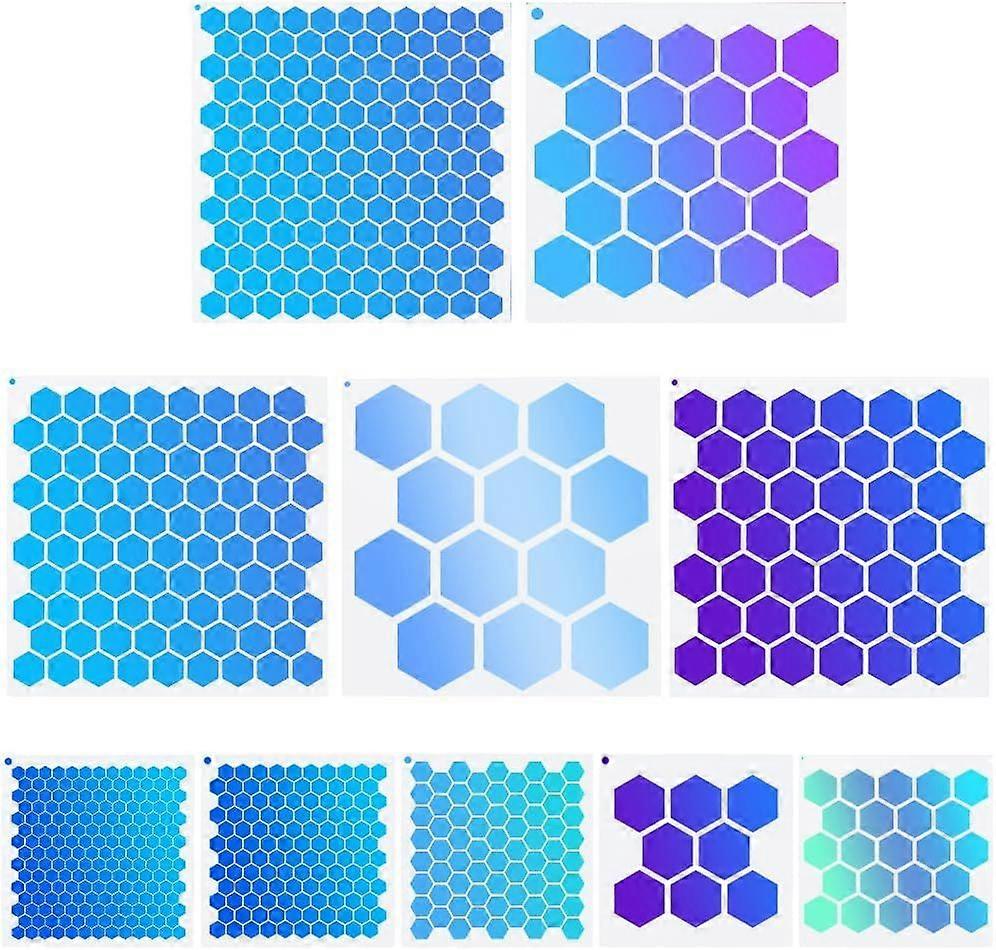 10Pcs Large Honeycomb Paint Stencils Honeycomb Stencils Reusable Hollow Out Square Plastic Painting Stencil Templates Sets for Painting Drawing Wood W