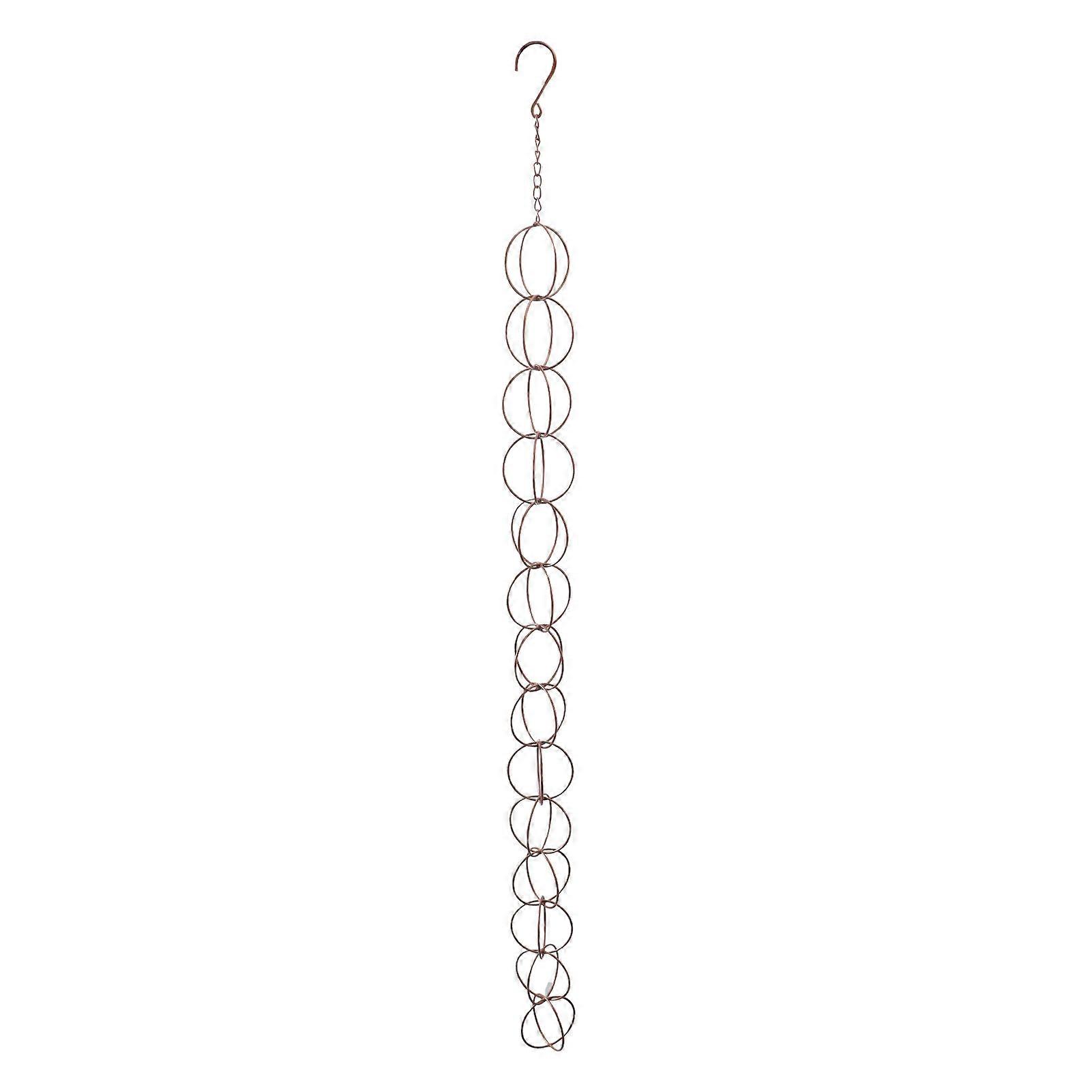 Metal Rain Chain Drainage Function Decorative Ring Wind Chime with Hook for Home Balcony Patio