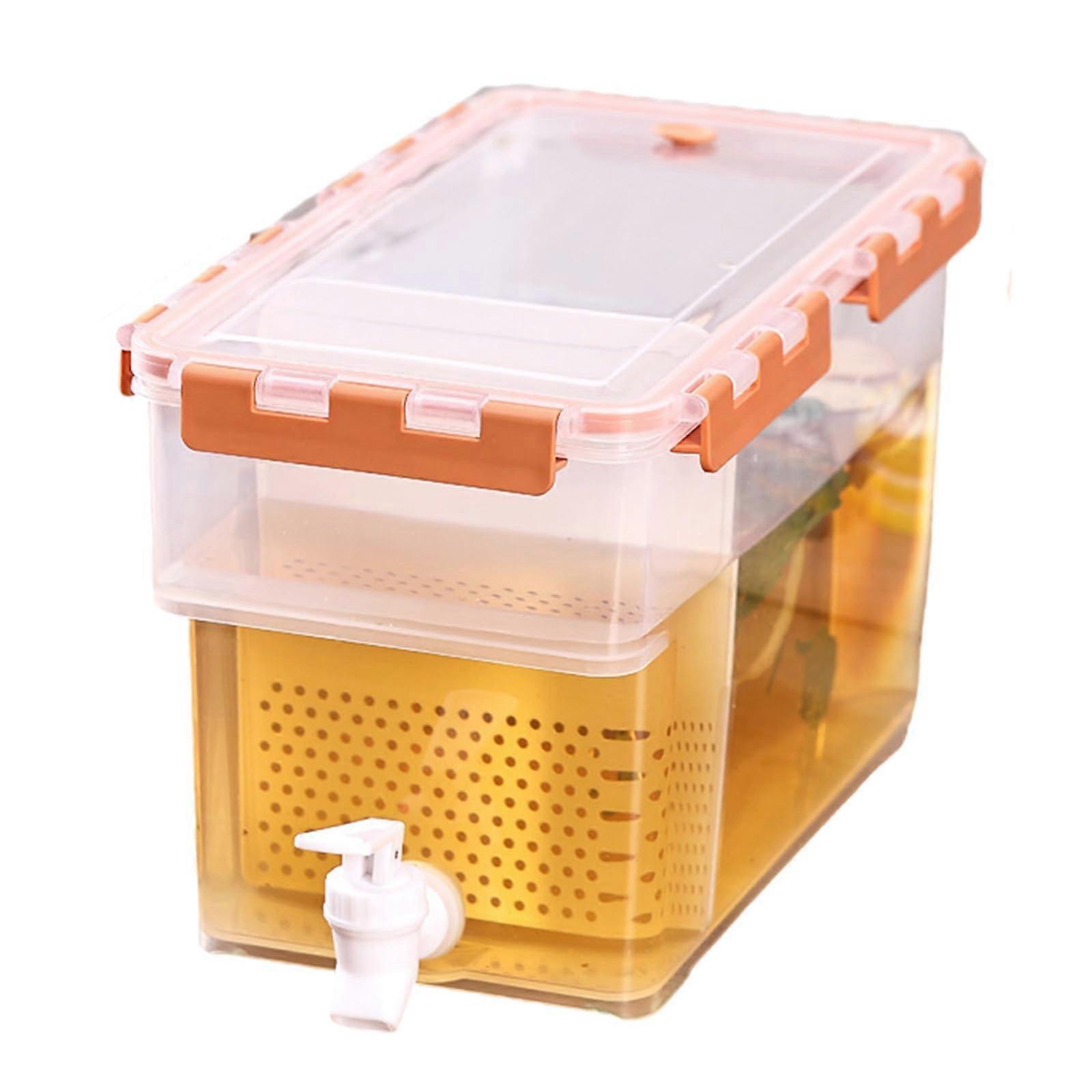 Iced Beverage Dispenser with Tap 6L Leak Proof Airtight Pitcher for Juice Water Cocktails Fridge Use Apricot