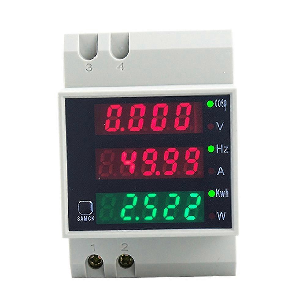 D52-2058 Wattmeter Din Rail Volt Current Meter Power Factor Digital Meter AC80-300V Multi-Function Kwh Hz Meter 0-100A,A