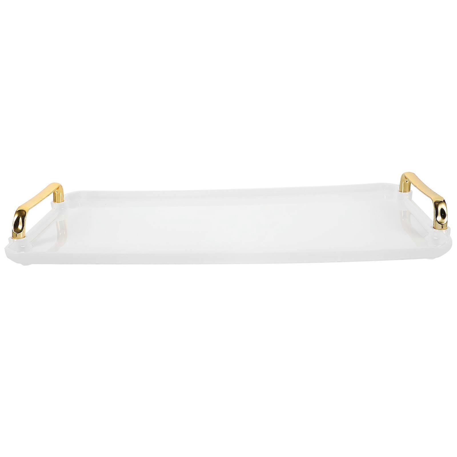 Storage Tray Rectangular Minimalist Design For Home Kitchen Bathroom Use White 41.5X22X2.6CM 1Pcs