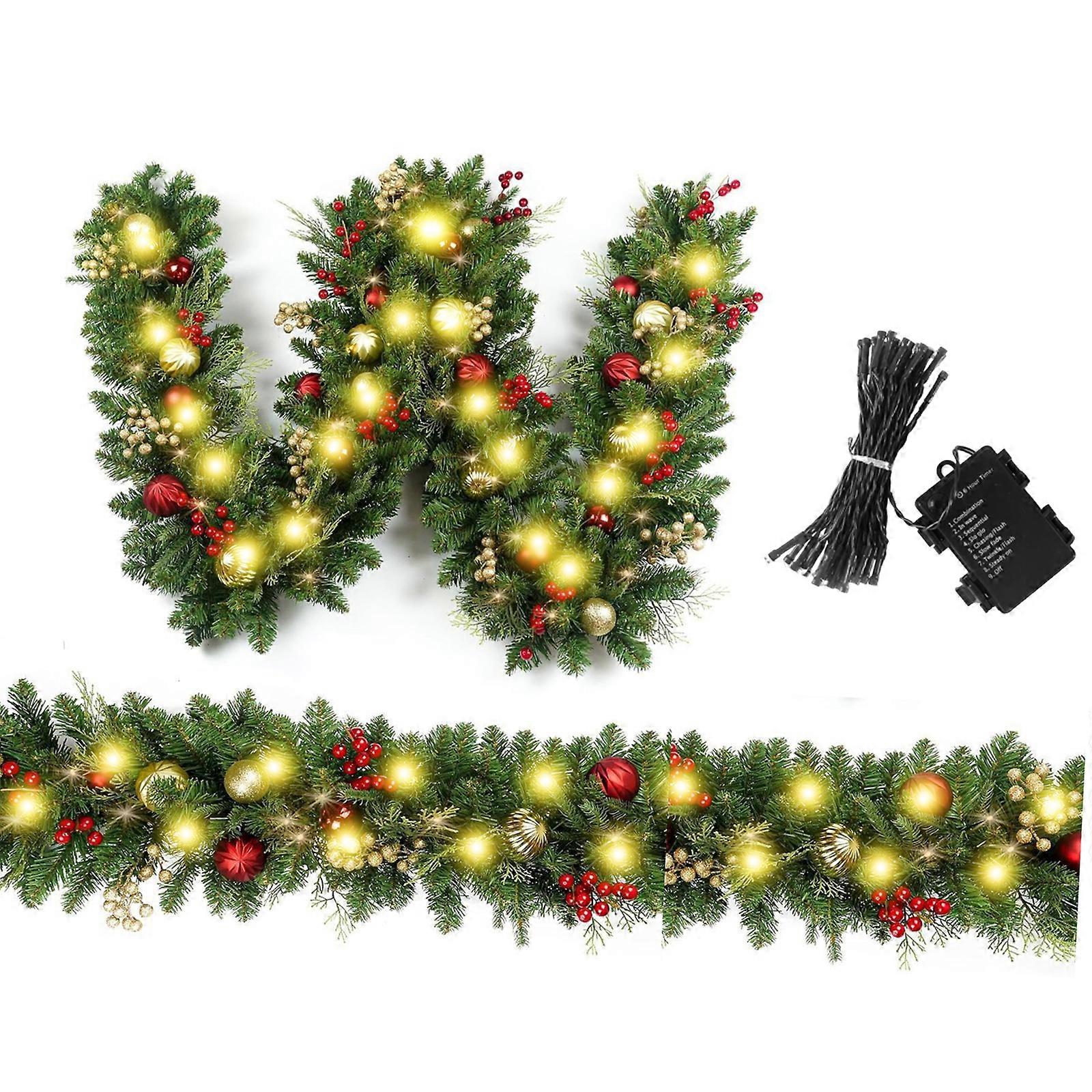 Long Time Artificial Christmas Vine Greeneries Branch Hanging Centerpieces Perfect For Seasonal Mantles Staircase Display Multicolor