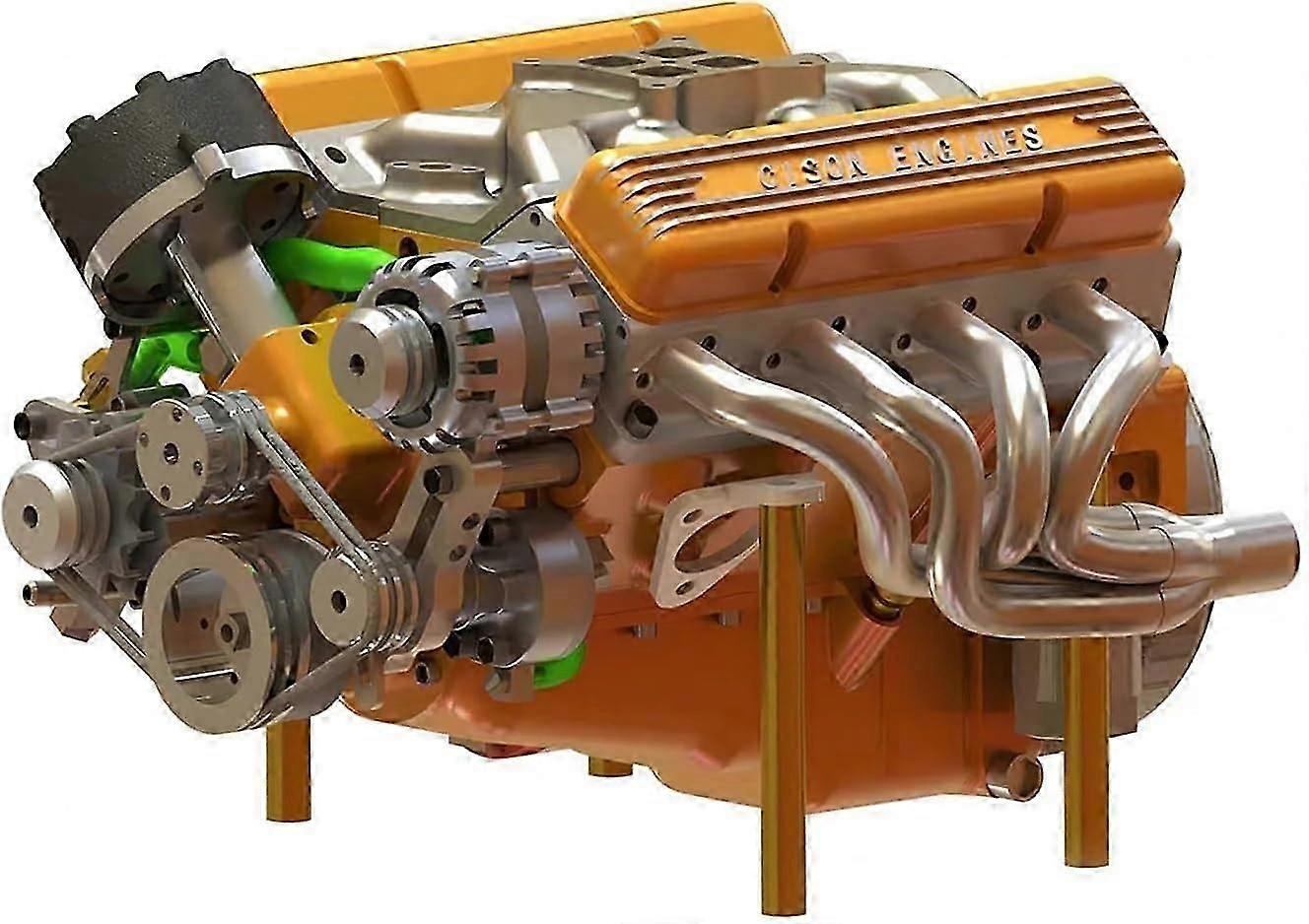 Modellbausaetze Modellbausaetze Gasoline OHV Small-Block V8 44cc 4-Stroke Model Engine Kit For Adults Yellow