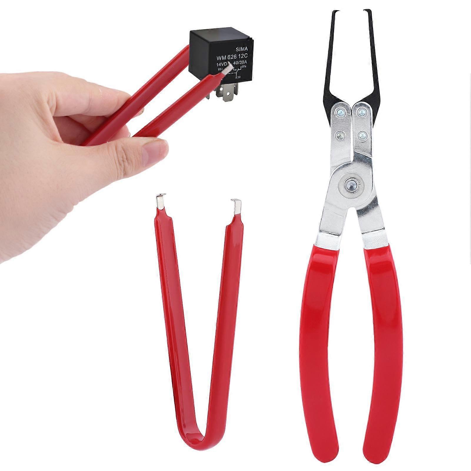 Relay Puller Pliers with Fuse Remover Tool, Ergonomic Grip for Quick Automotive Relay and Fuse Removal (Red)