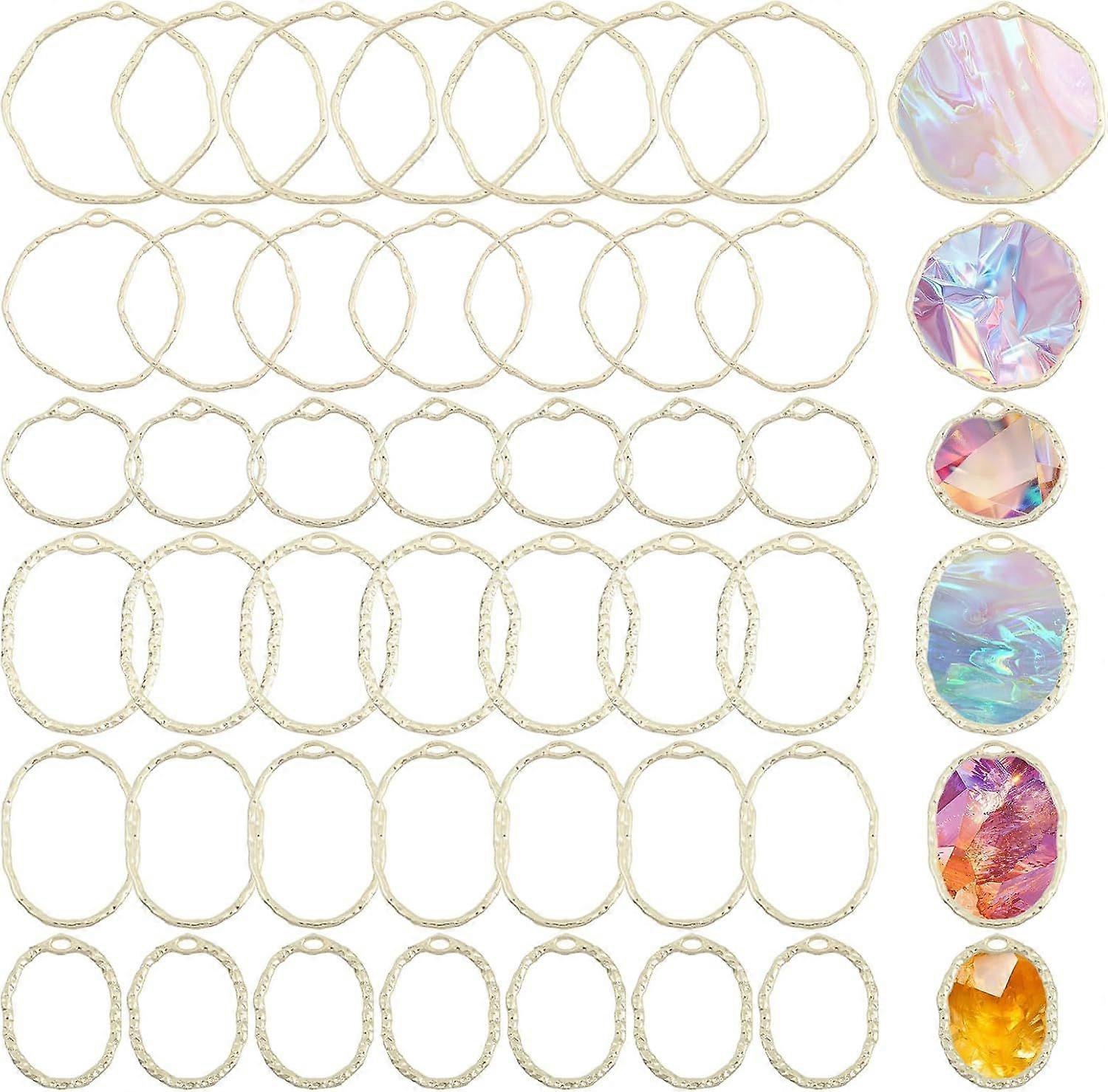 48Pcs 6 Styles Ring Open Back Bezel Pendants Alloy Pendants Bezel Blank Trays Geometric Hollow Frame Charms For DIY UV Resin Epoxy Resin Pressed Flowe