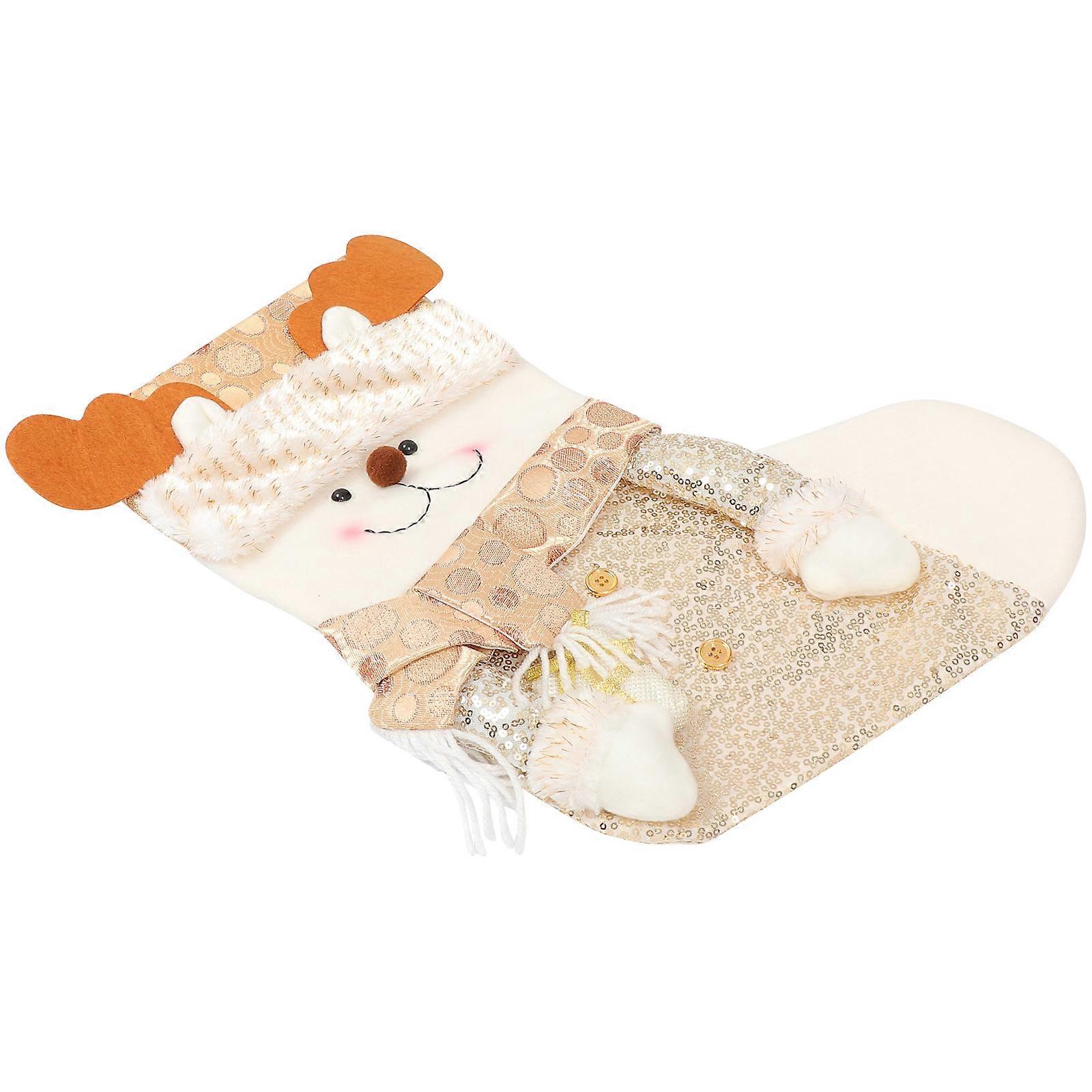 Decorative Stocking Xmas Tree Pendant for Decor 2Pcs Brown Cloth