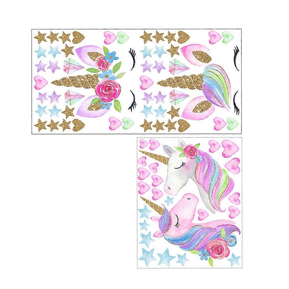 Lovely Pattern Unicorn Wall Stickers Adhesive Mural Stickers 16Pcs
