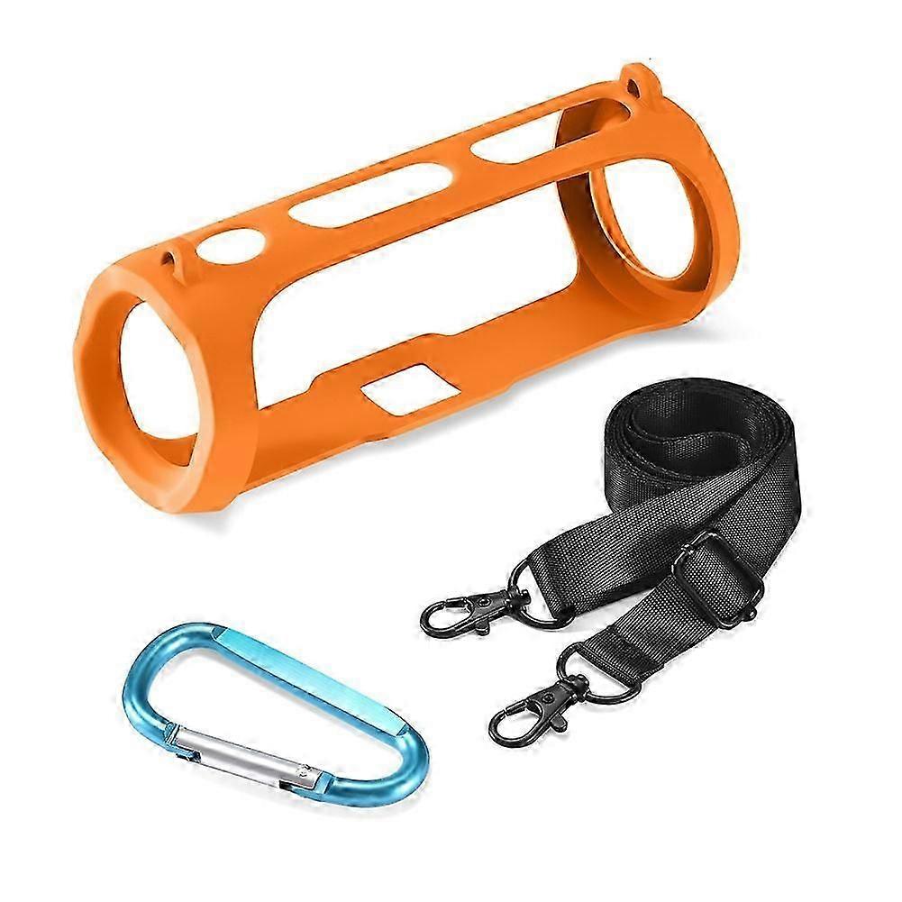 Silicone Cover Case Waterproof Protective Cover Anti Drop+Shoulder Strap for JBL FLIP ESSENTIAL 2 Wireless Speaker C