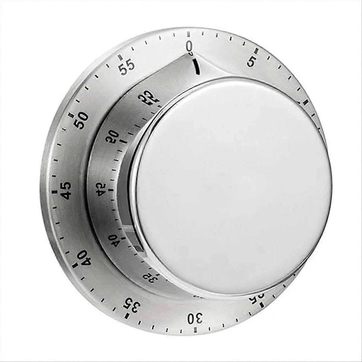 Kitchen Timer Mechanical Manual Stainless Steel with Magnetic Base Cooking Clock Countdown Study Fi