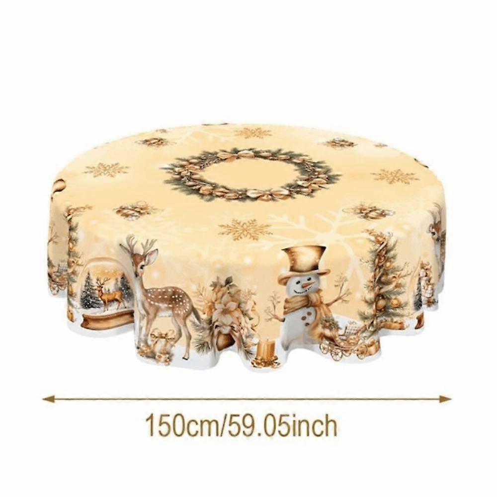 Elk Golden Christmas Tablecloth Rectangular New Year Tablecloth  Table Ornament