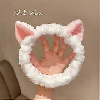 Hairband Cat Coral Plush Headband Cute Soft Hair Bow Headband Hairband Wash Face Makeup Headband Bandage Girl Accessories