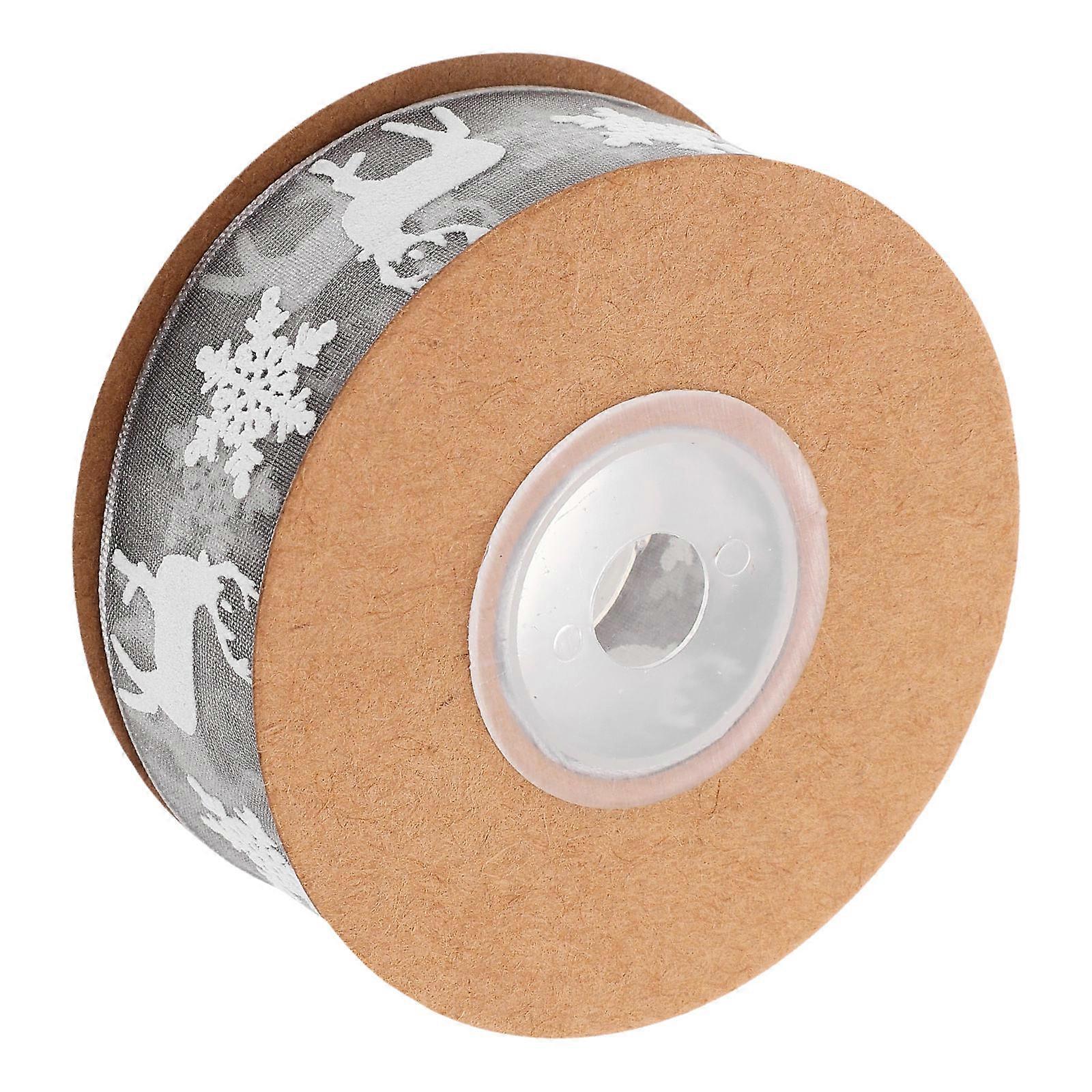 Christmas Ribbon Grey Deer Pattern Roll for Craft 1 Roll