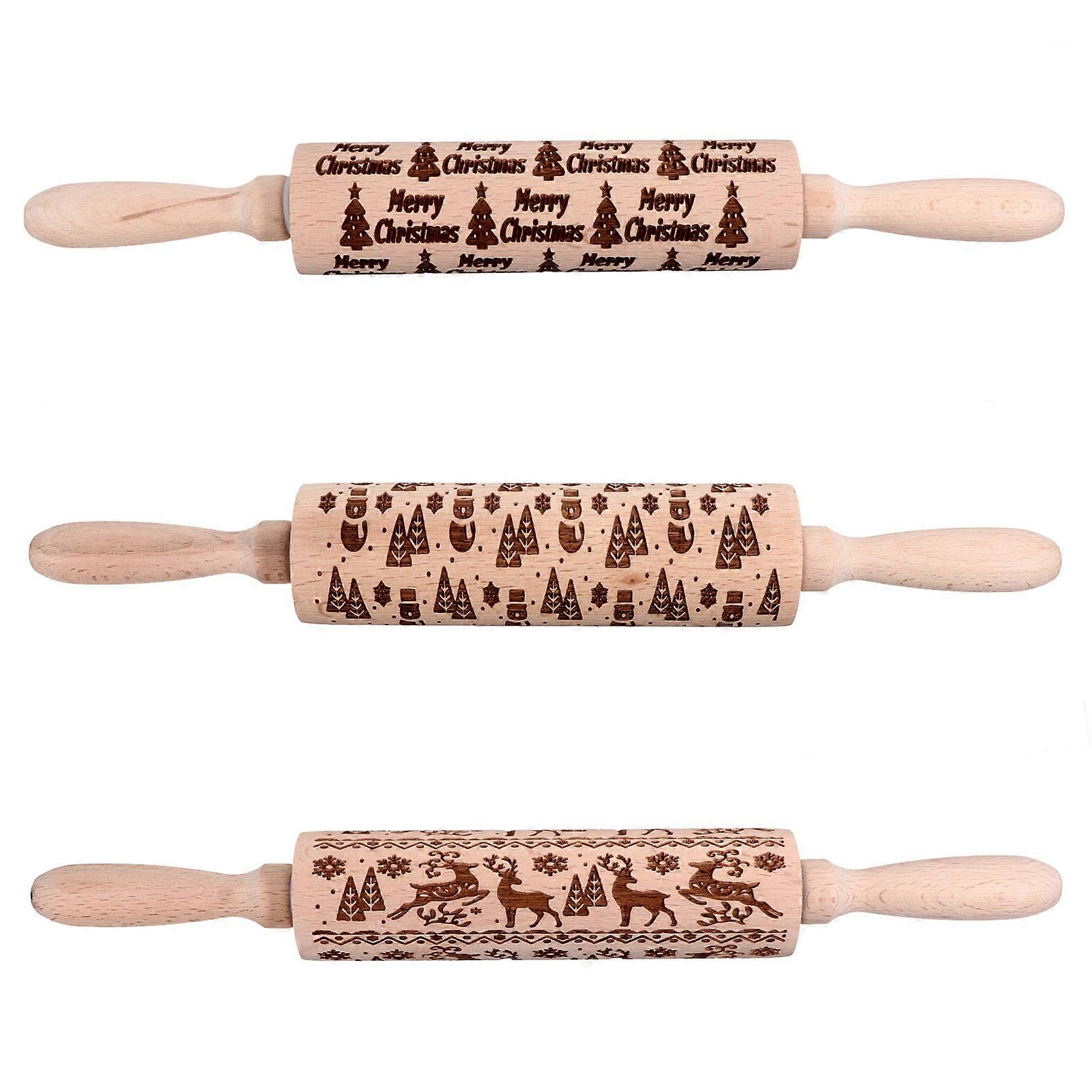 Pizza Preparation Cylindrical Dough Roller Bakers 35X5CM 3Pcs