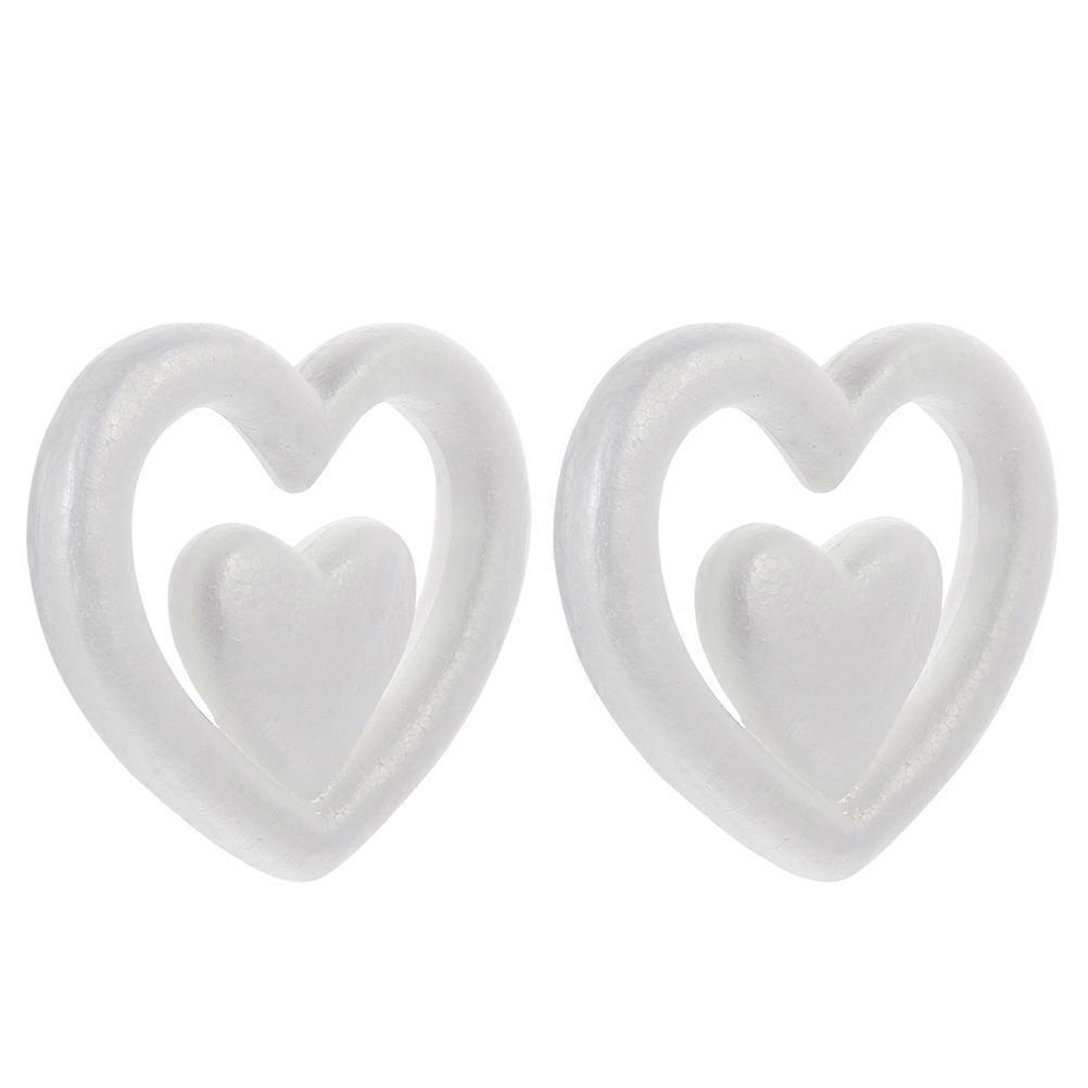 Heart-Shaped Modelling Arts for DIY Use 2Pcs White Foam Crafts