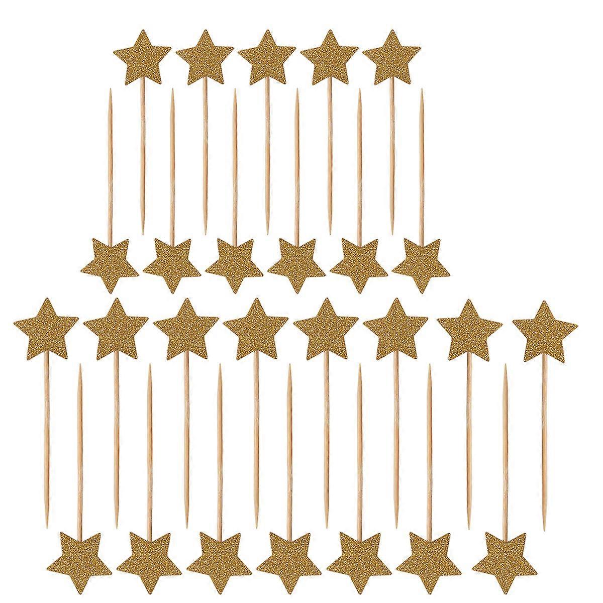 Silver Star Cake Toppers for Dessert Table 100Pcs Glitter Decorations