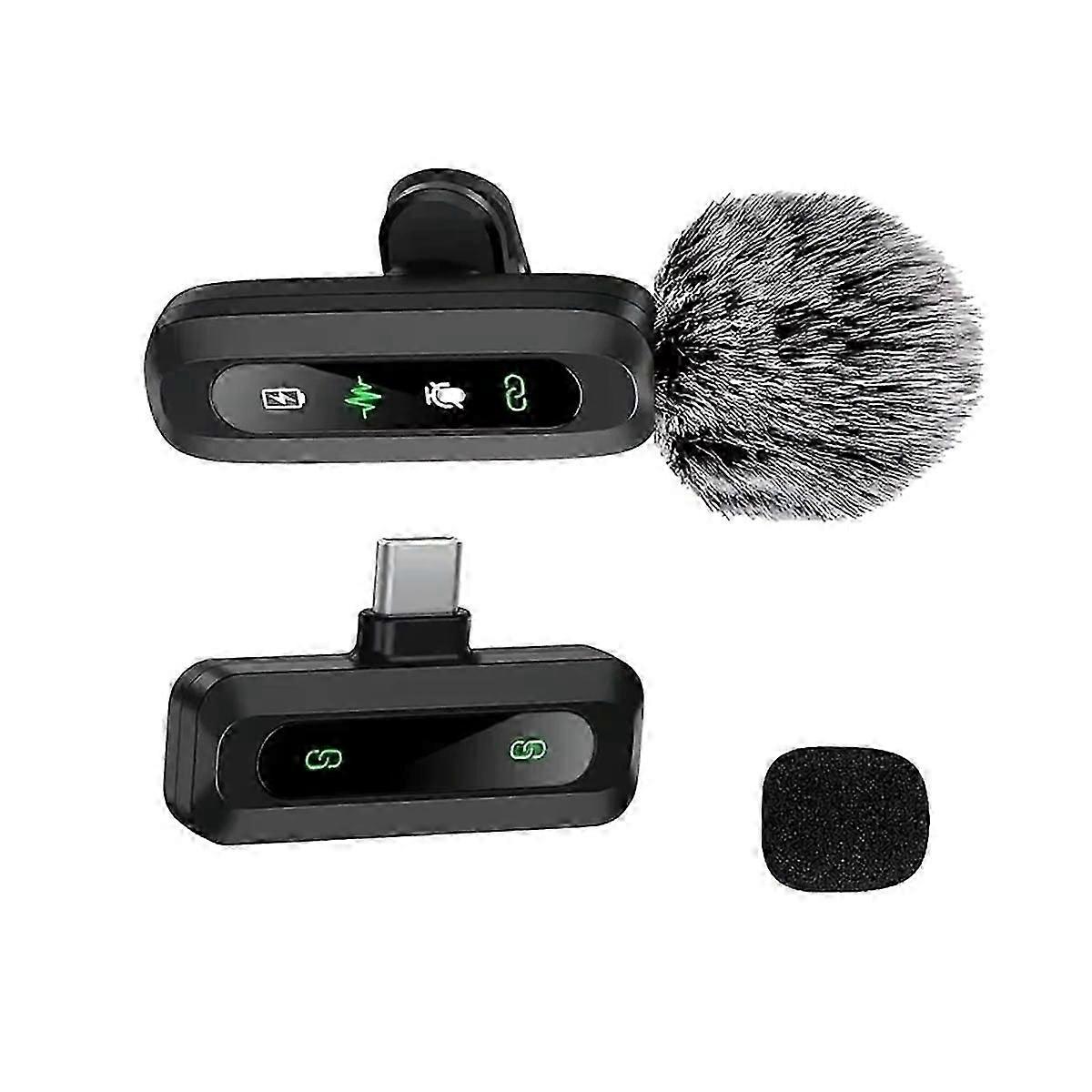 J3 Wireless Lapel Microphone USB Type-C Connector Noise Cancellation Mic for Streaming Unidirectional- Pattern B