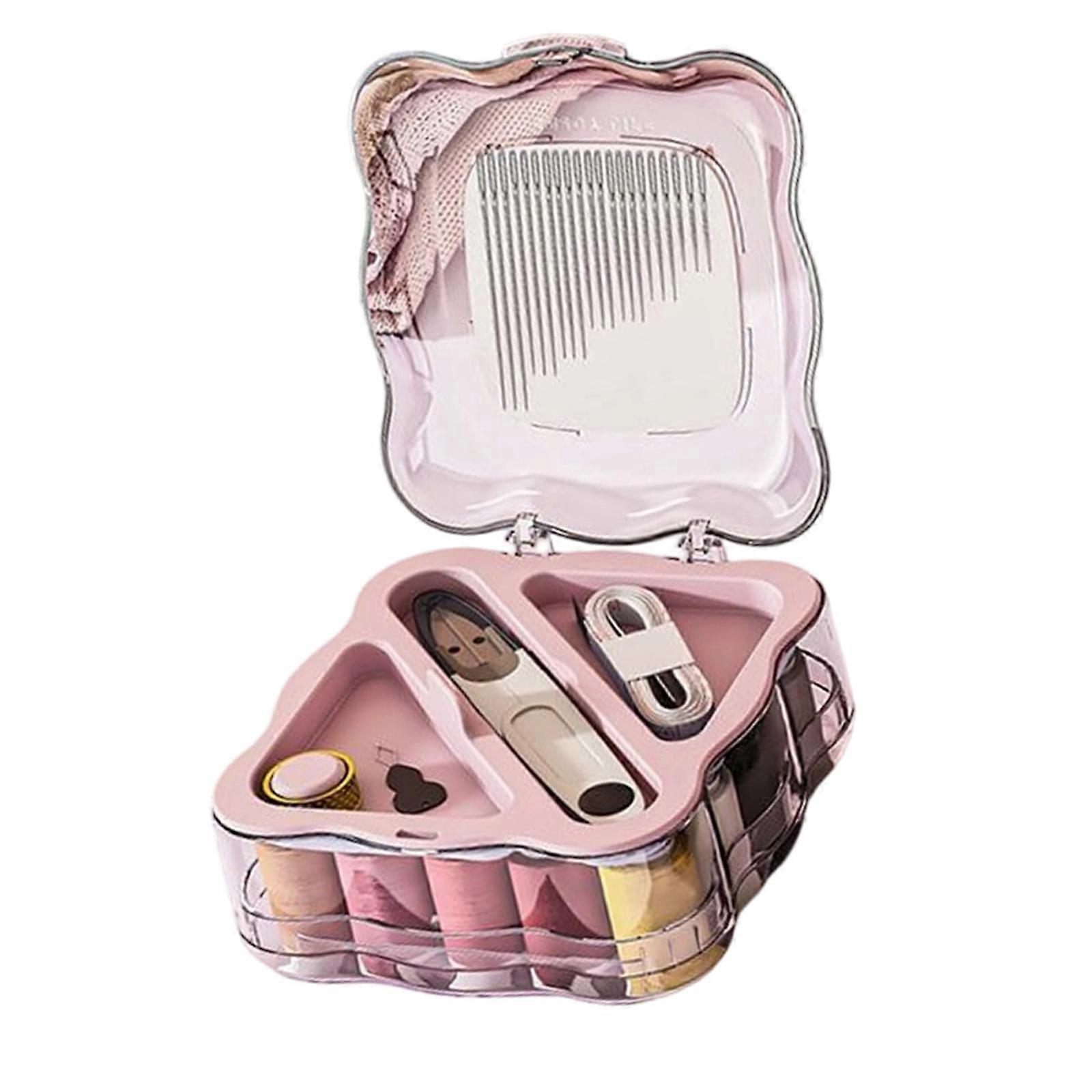 Sewing Tool Case Double Layer Clear Construction Secure Closures Portable Designs Crafting Travel Convenience  2