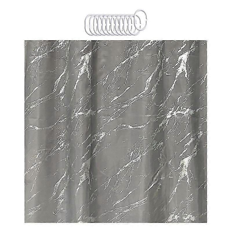 Polyester Shower Curtain Elegant Silver Hot Stamping Marble Pattern Waterproof