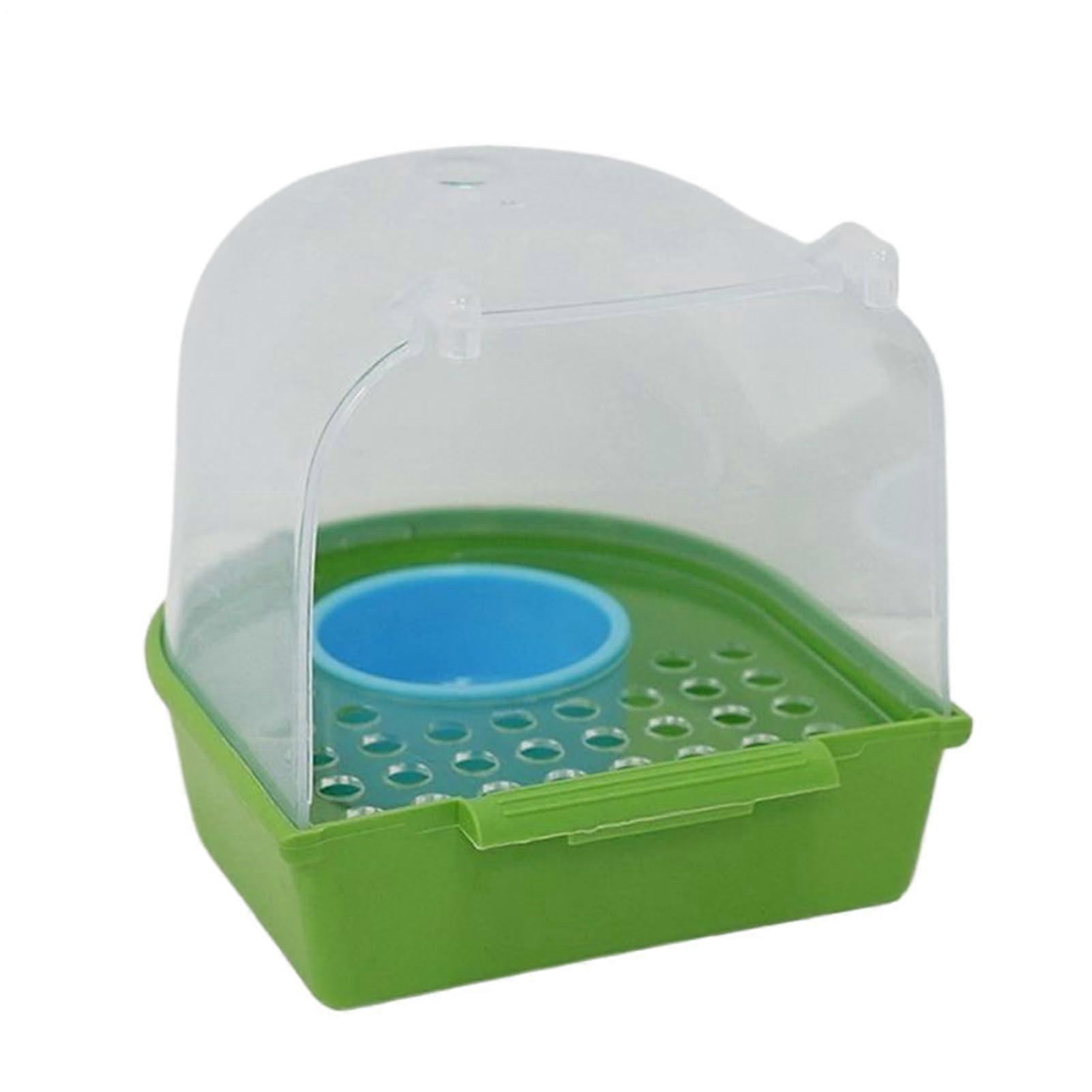 Bird Bath Box for Parakeets and Parrots, Transparent Clear Cage Feeder with PullOut Tray