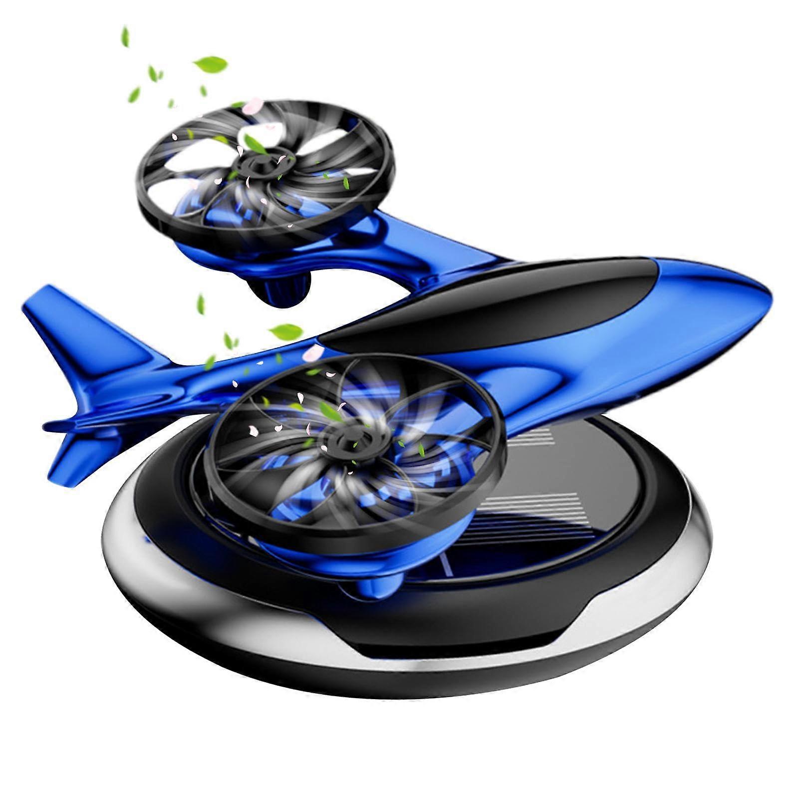Solar Car Perfume Diffuser with Solar Powered Rotation, Odor Elimination, Heat Resistant, Blue