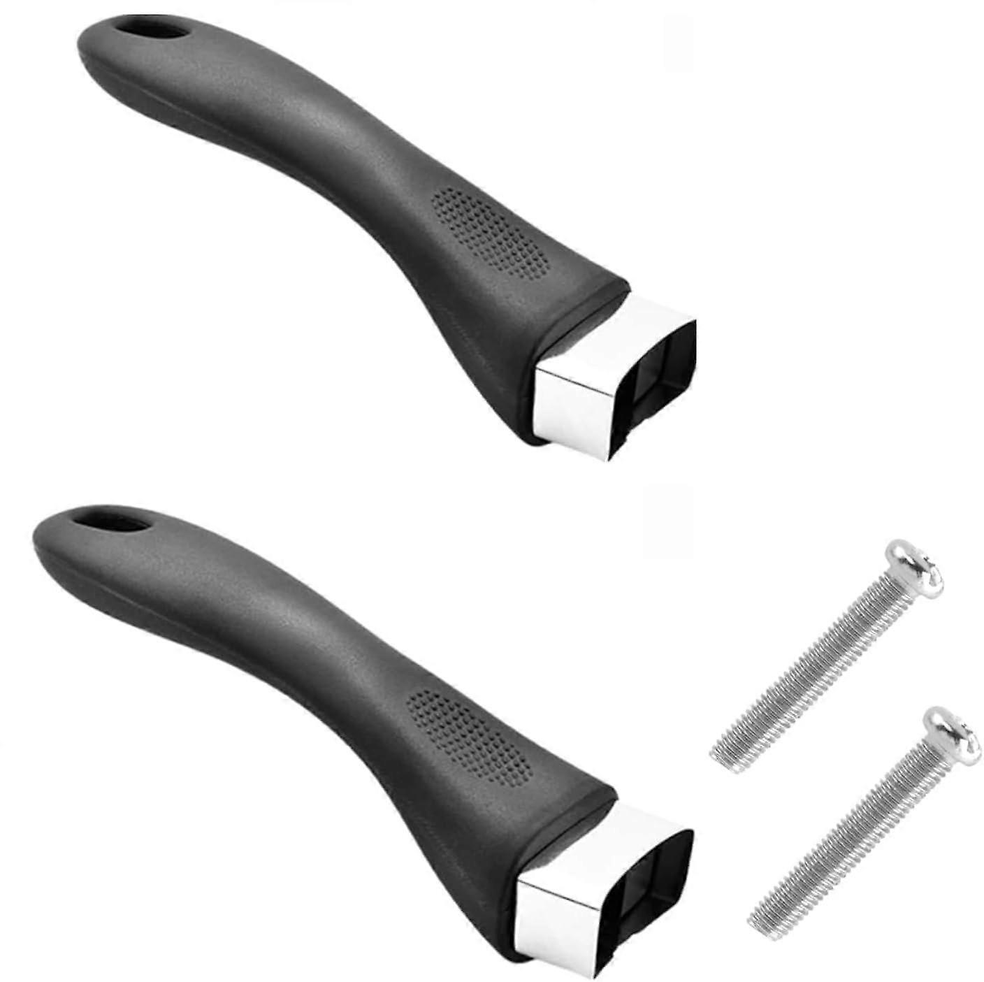 2Pcs Black Bakelite Pot Handle Replacement with Screw, ScaldProof Ergonomic Long Grip for Cookware